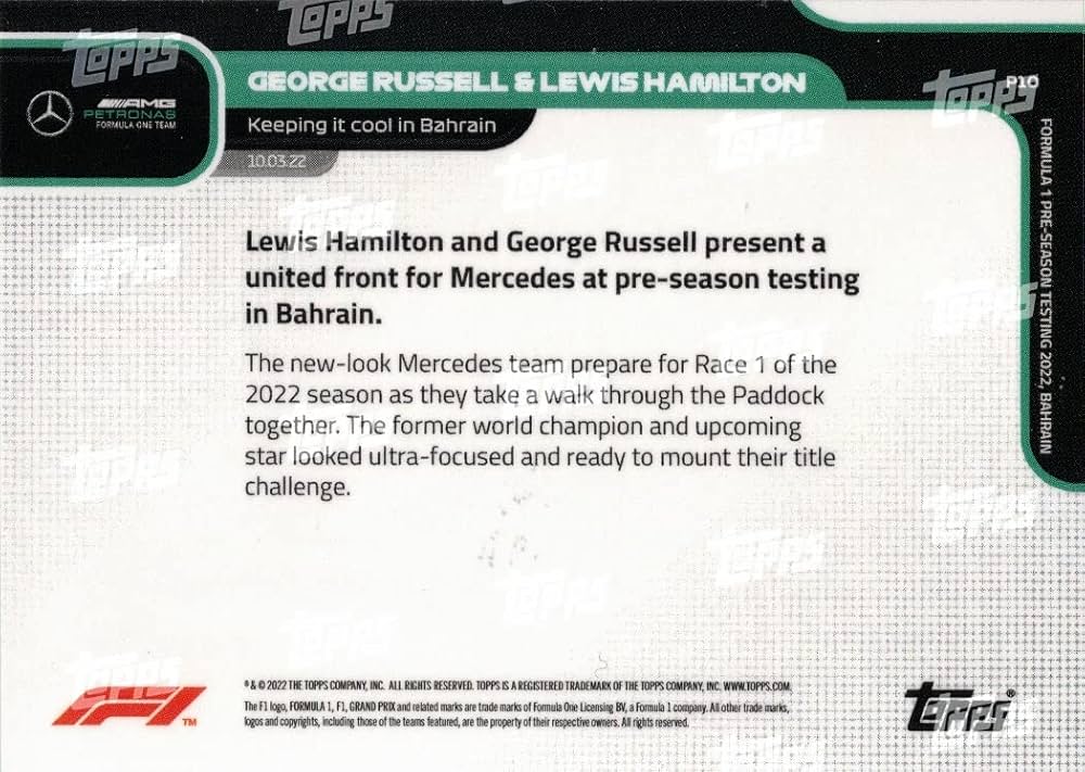 Amazon.com: 2022 Formula 1 F1 Topps Now #P10 George Russell and