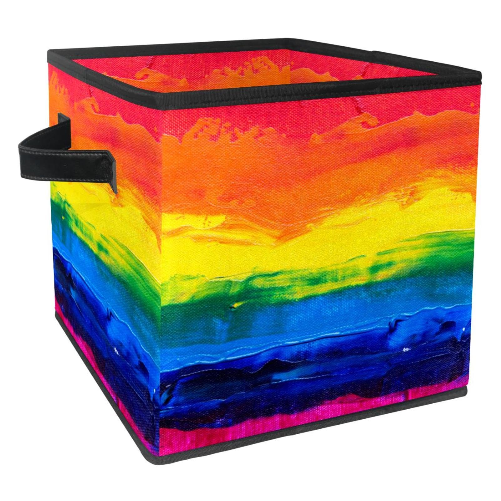 Boîte de rangement pliable en tissu avec poignées au design coloré unique