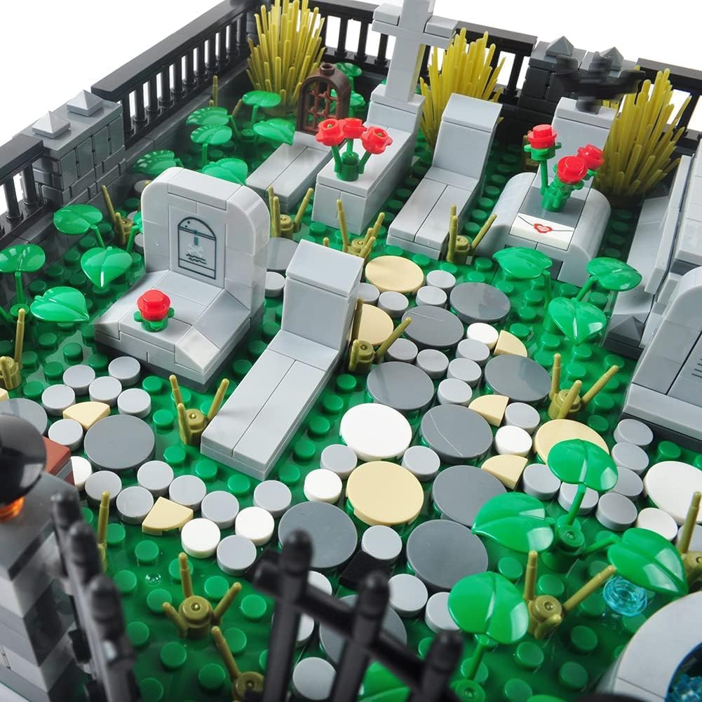 Halloween Haunted Mini Bricks Toys Set Cemetery Set Building Blocks Architecture Building Bricks Kit DIY Building Set Compatible All Major Brands (#1)