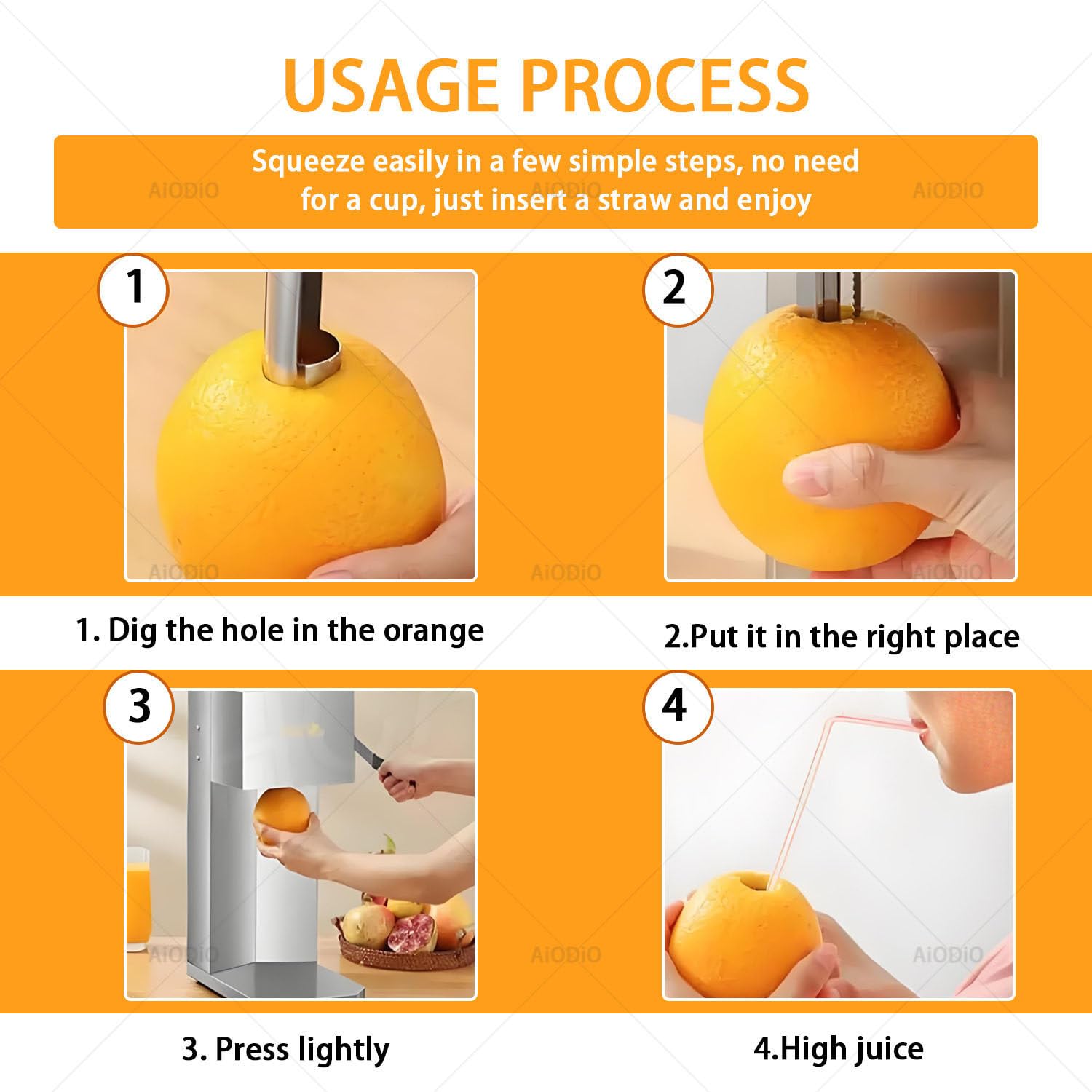 Exprimidor comercial de frutas, extractor de naranjas frescas, con 3 cabezales, extracción rápida en 3 segundos, fácil de limpiar, para zumo recién exprimido, acero inoxidable, para naranjas y kiwis.
