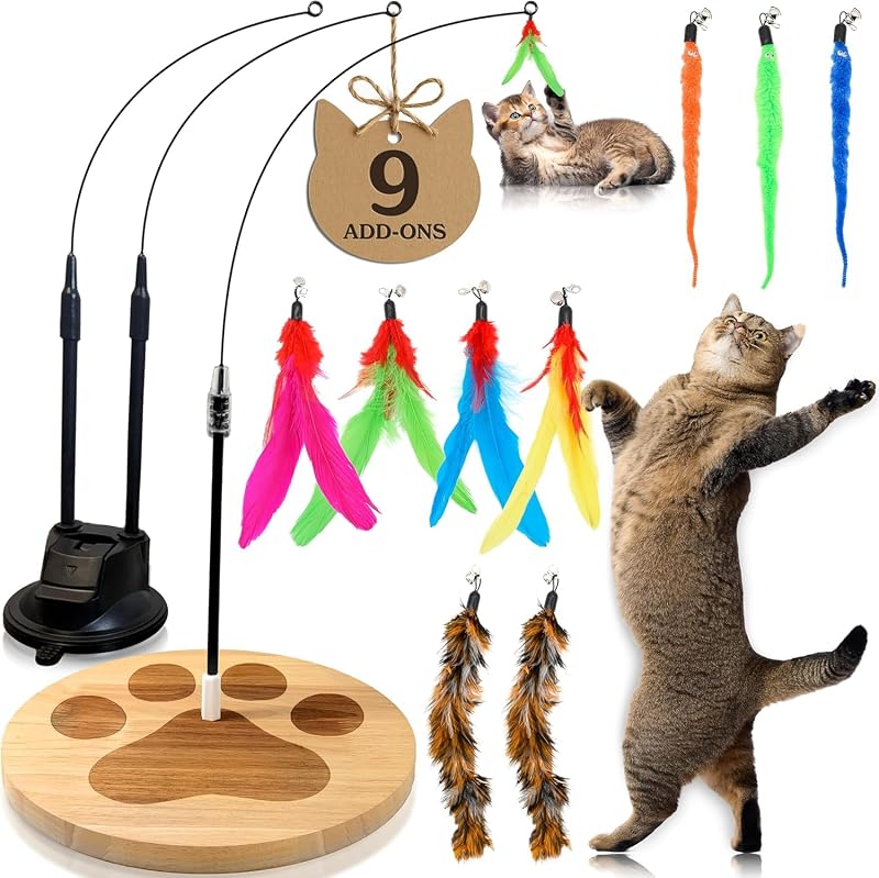 Brinquedo interativo para gatos com varinhas e penas substituíveis GADGETSOLOGY WB-CT-002