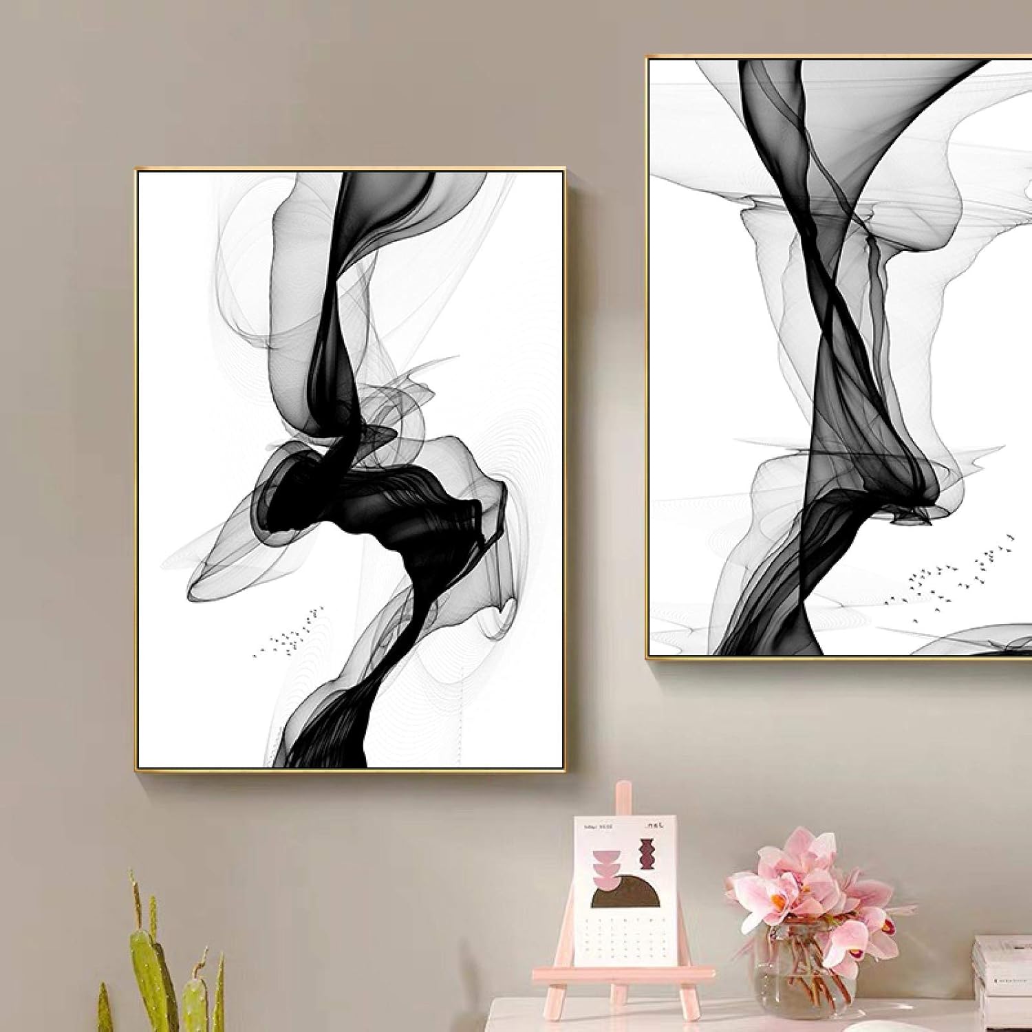 モダンな北欧のキャンバス絵画黒の抽象的な線画ポスターとプリント壁の写真リビングルームのソファの家の装飾60x90cmx3フレームレス