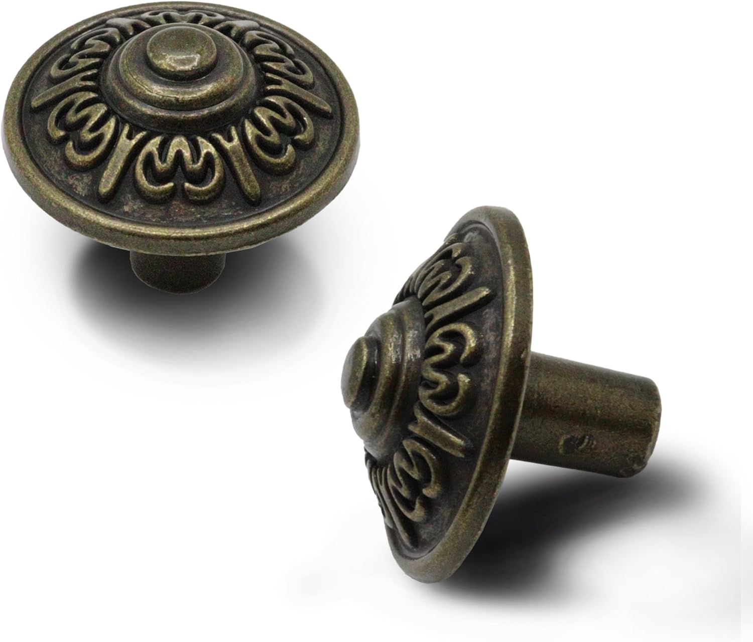 8 Pack Antique Brass Decorative Cabinet Knobs, Vintage Drawer Pulls for Dresser, Cupboard, Kitchen Cabinets, Furniture Restoration