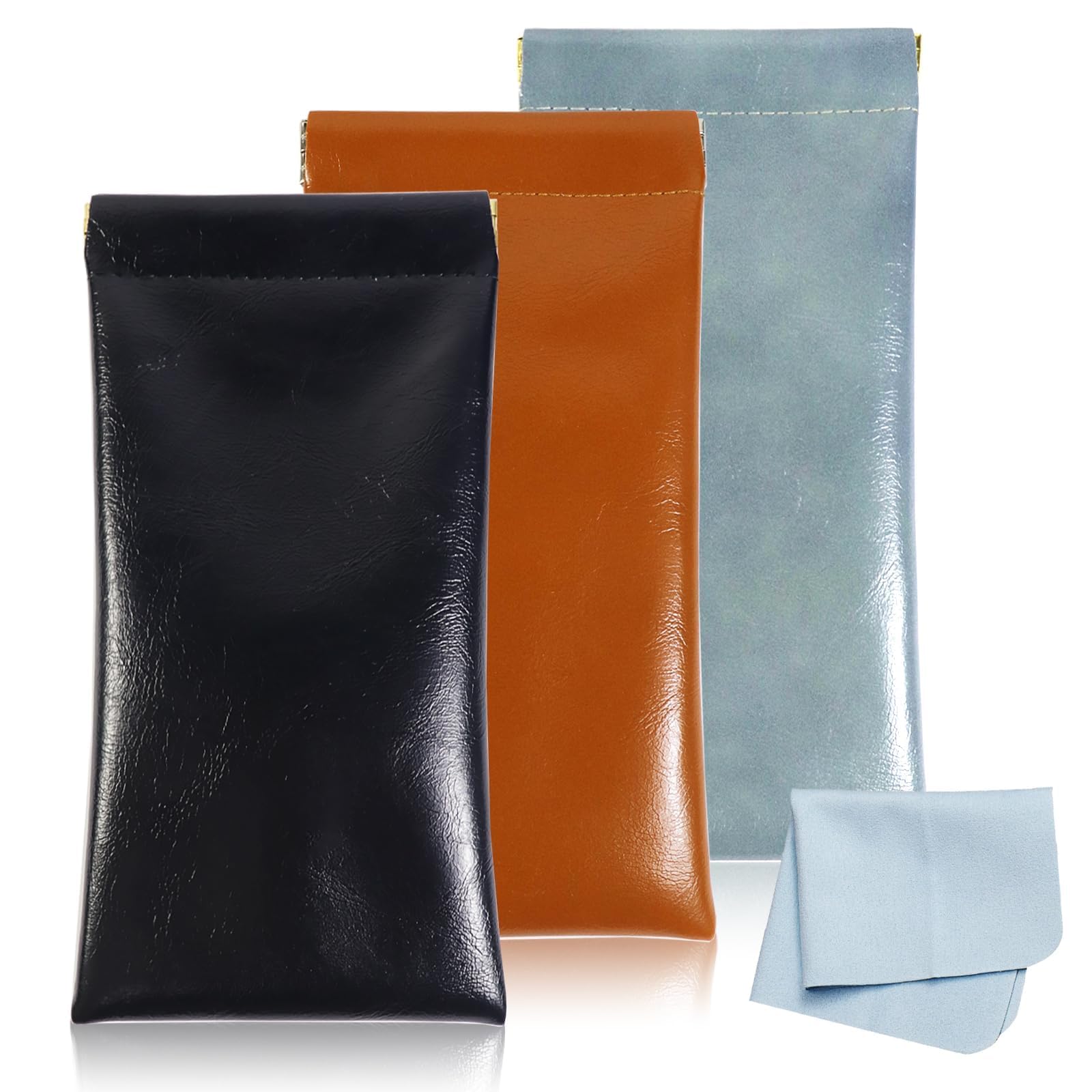 AFCJLTO Ensemble De 2 étuis Souples Pour Lunettes, Pochette Avec Fermeture Snap Et Boîtier Portable Pour Protéger Vos Lunettes