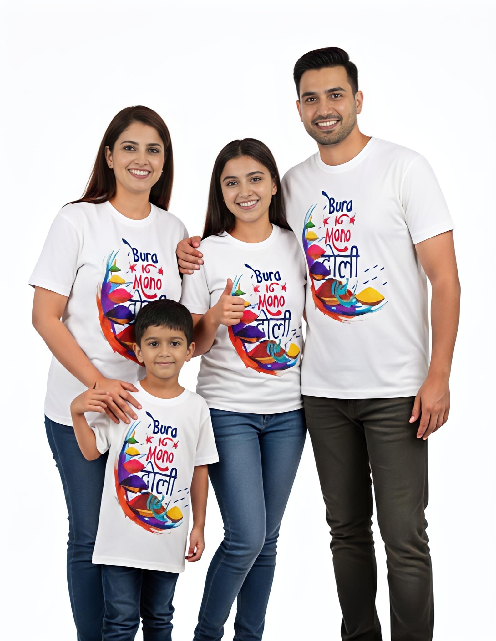 Unisex Dryfit Bura na Mano Print Holi T-Shirt for Men Women Couple Kids Adult Boy Girl Family|Combo Holi T-Shirt for Entire Family(Sold Separately