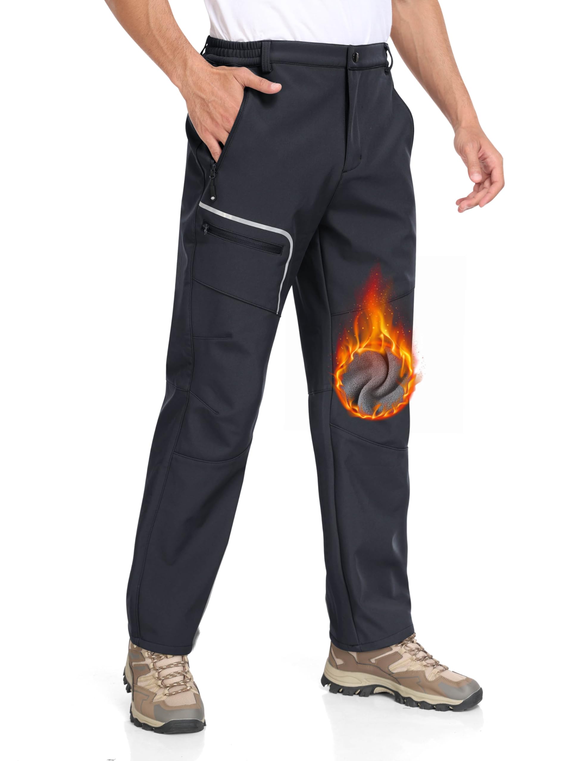MoFiz Herren Wanderhose Warm Gefüttert Outdoorhose Wasserdicht Skihose Softshellhose Winddicht Arbeitshose für Winter