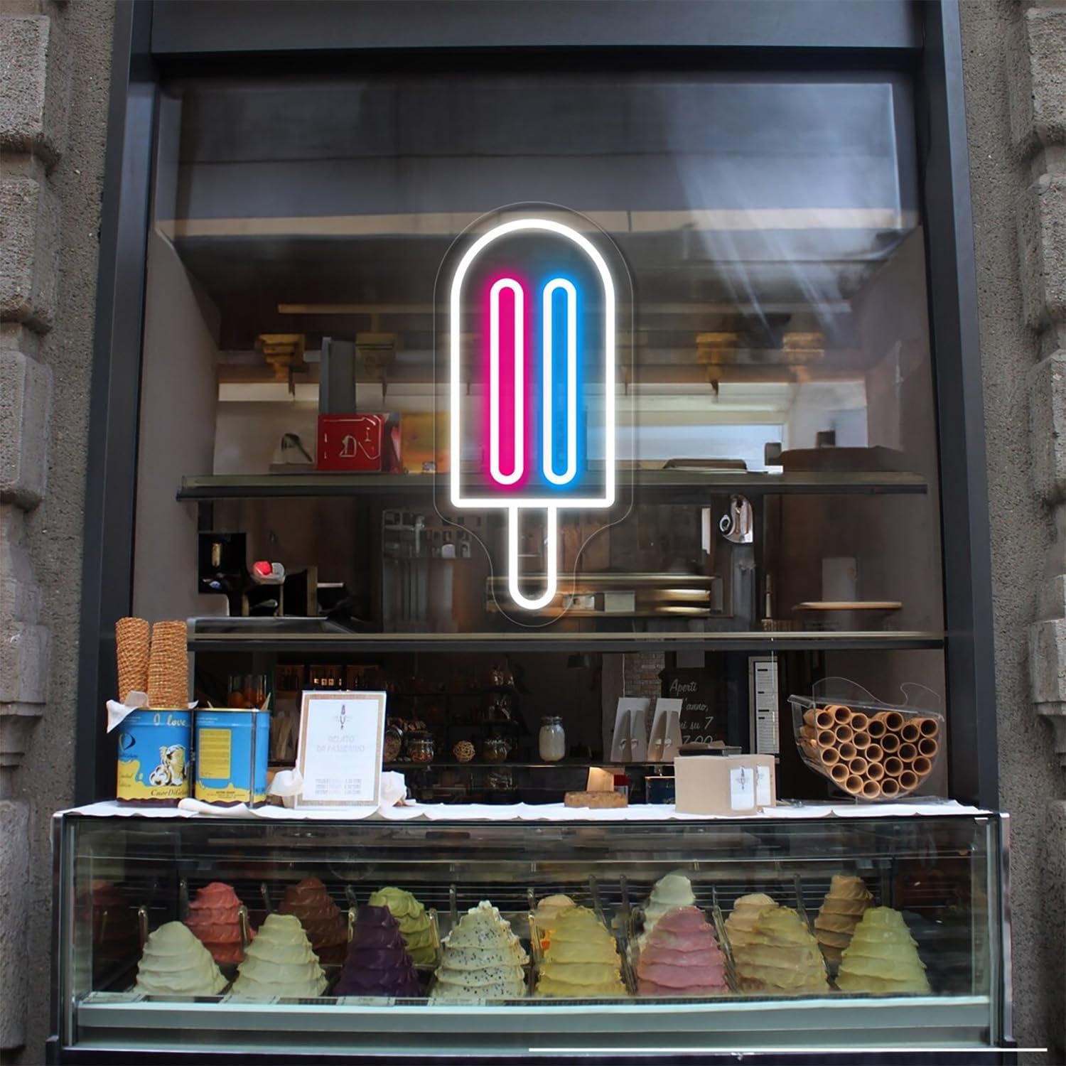 Popsicle Neon Sign Ice Cream Bar Neon Signs Custom popsicle Led Light sign for Home Wall Decor Shop Cafe Bar Decor Opening S ign Art - 30 Inch Dimmable