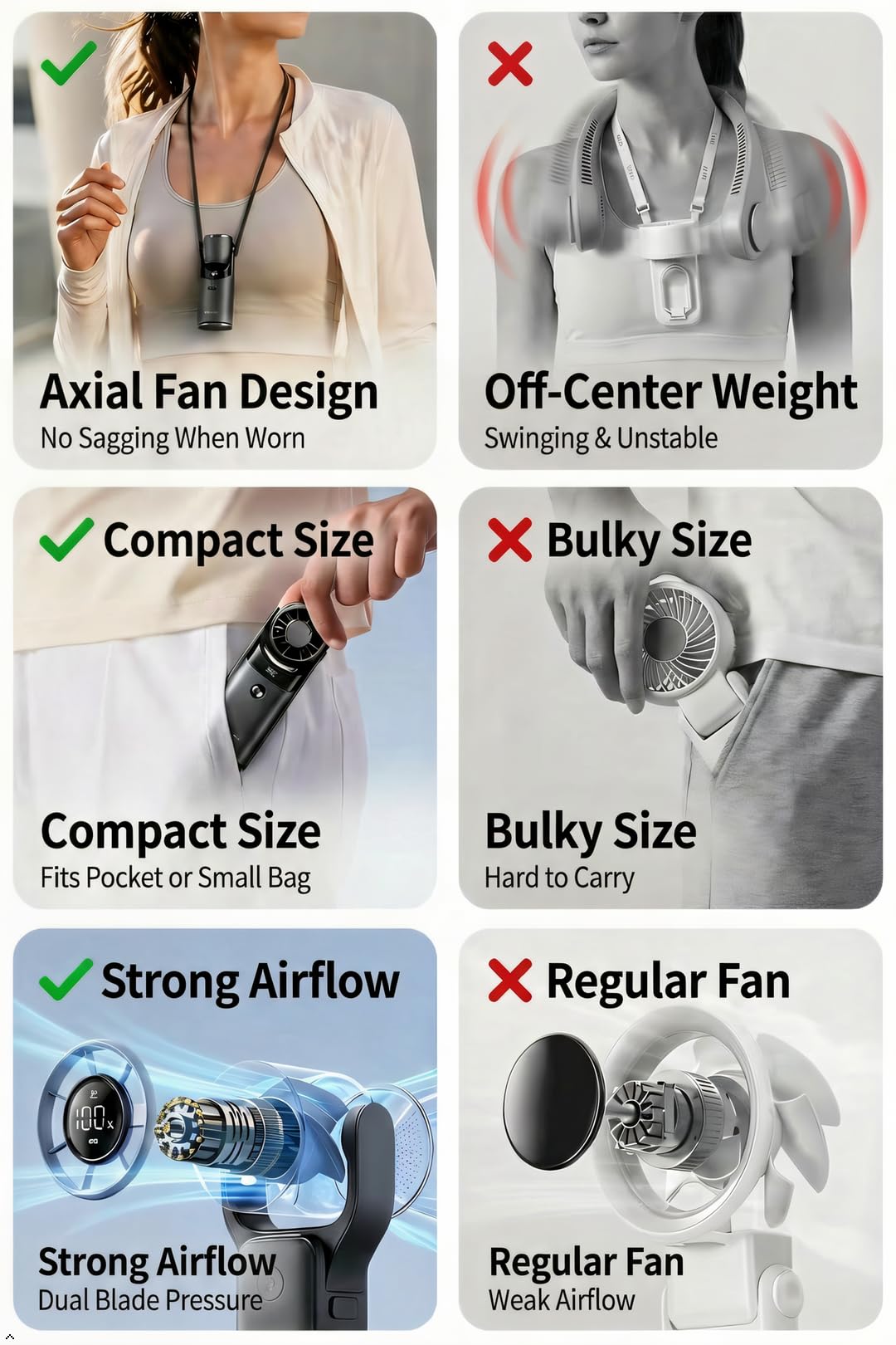 Mini ventilateur portable avec plaque de refroidissement, corps en alliage d'aluminium, ventilateur portable de poche, ventilateur personnel avec 100 vitesses, affichage numérique, tête réglable pour
