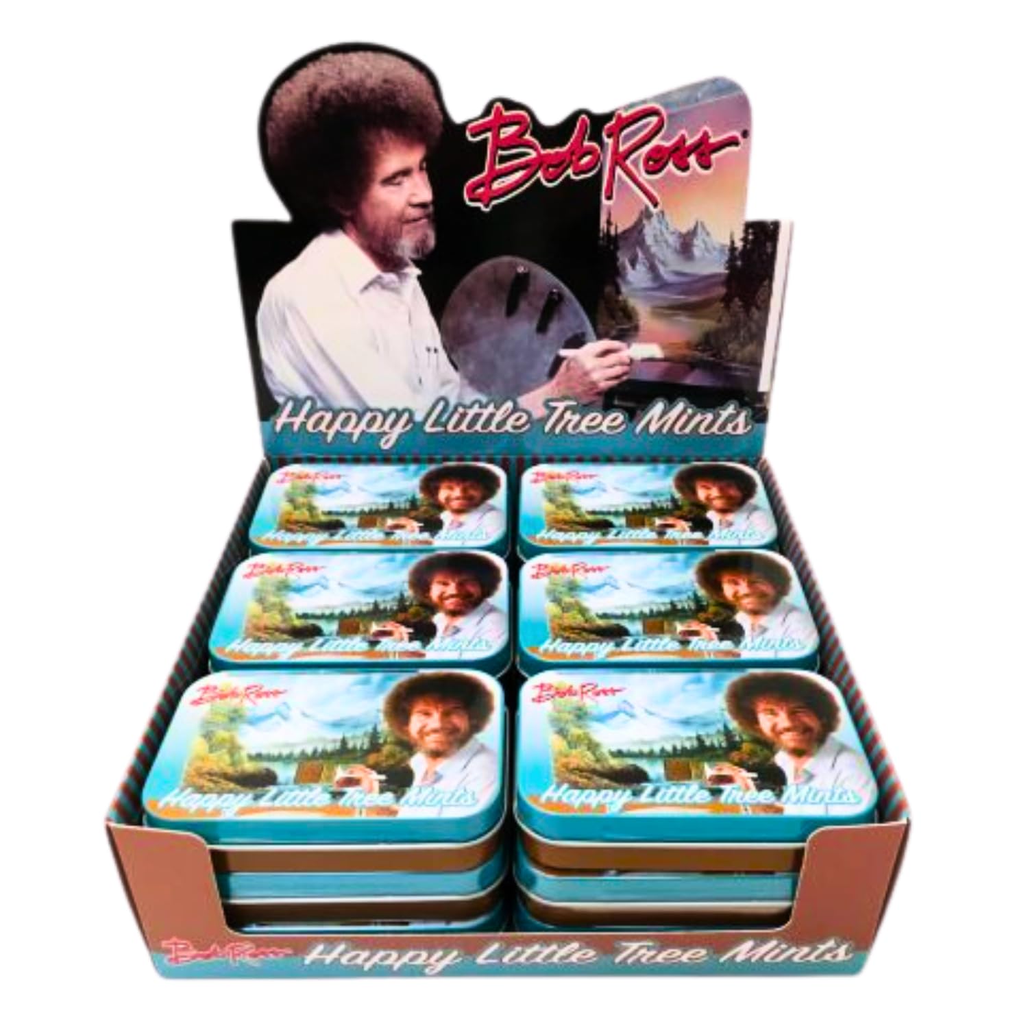New Bob Ross Happy Little Tree Mints Tin Candy Peppermint Flavor Gift Stuffer (18 Pack)