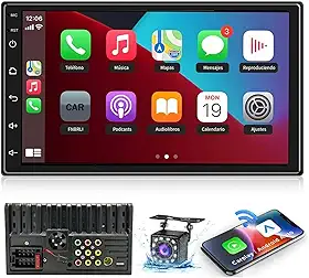 Automotivo Multimídia 7 Polegadas com Carplay, Bluetooth, Tela Sensível ao Toque HD, Câmera de Ré 170°- Compatível com Carros e Caminhões, Ideal para Motoristas que Buscam Segurança