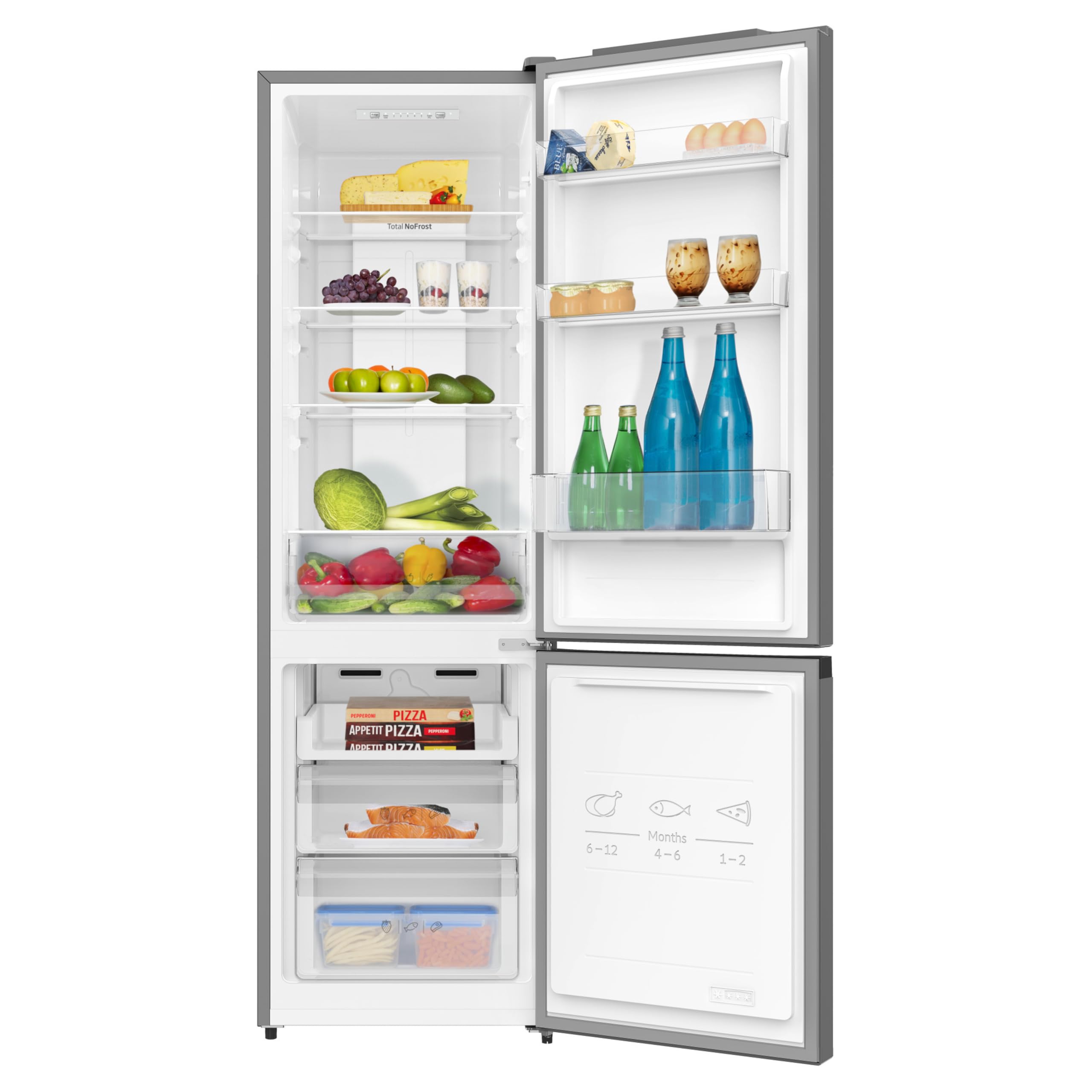 Amica Kühl‑Gefrier‑Kombination freistehend 178,9 x 55 x 58,8 cm 262 l Ökofunktion NoFrost Supergefrierfunktion 4-Sterne-Fach Gefrierfach unten AKG 3877 E – Kühl Gefrierkombination Edelstahloptik