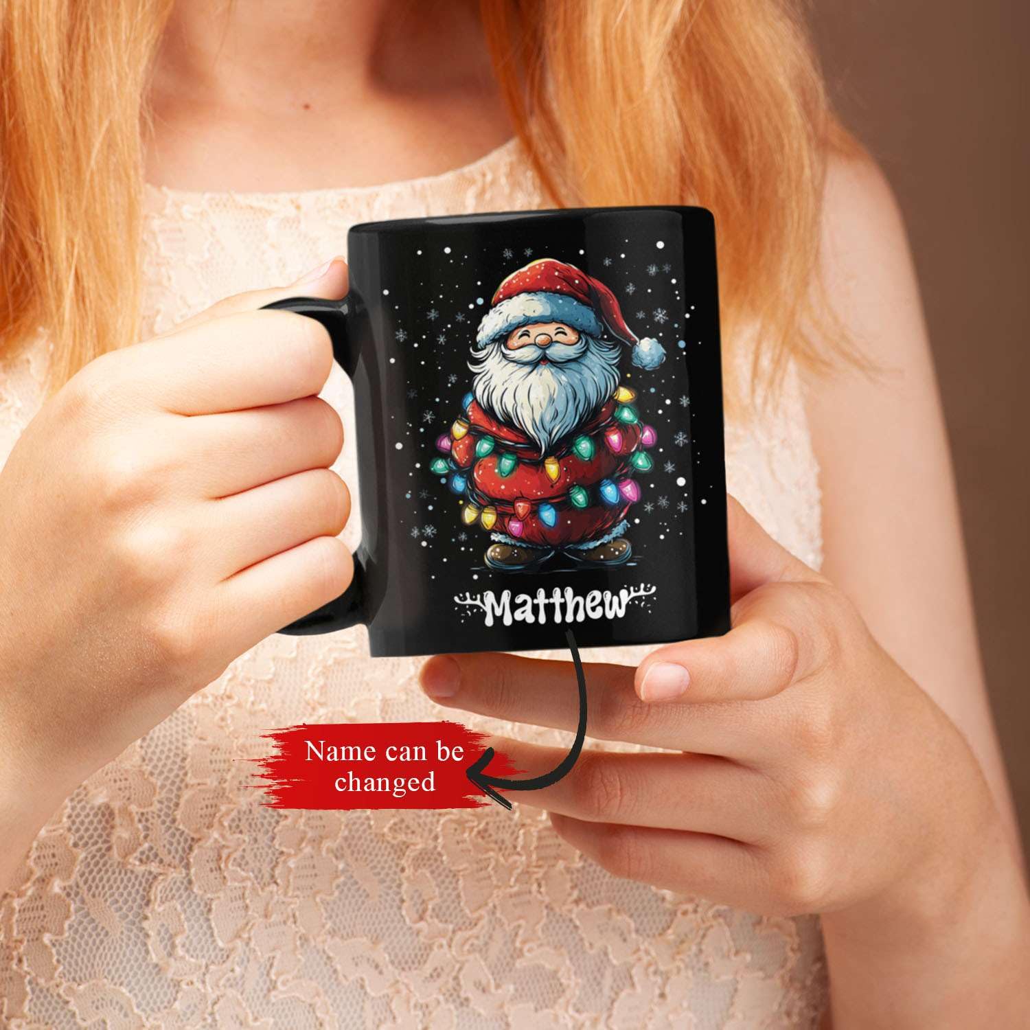 Personalized Christmas Tree Mug - Custom Name Ceramic Cup 11oz Or 15oz, Festive Holiday Gift For Women & Men - View #4