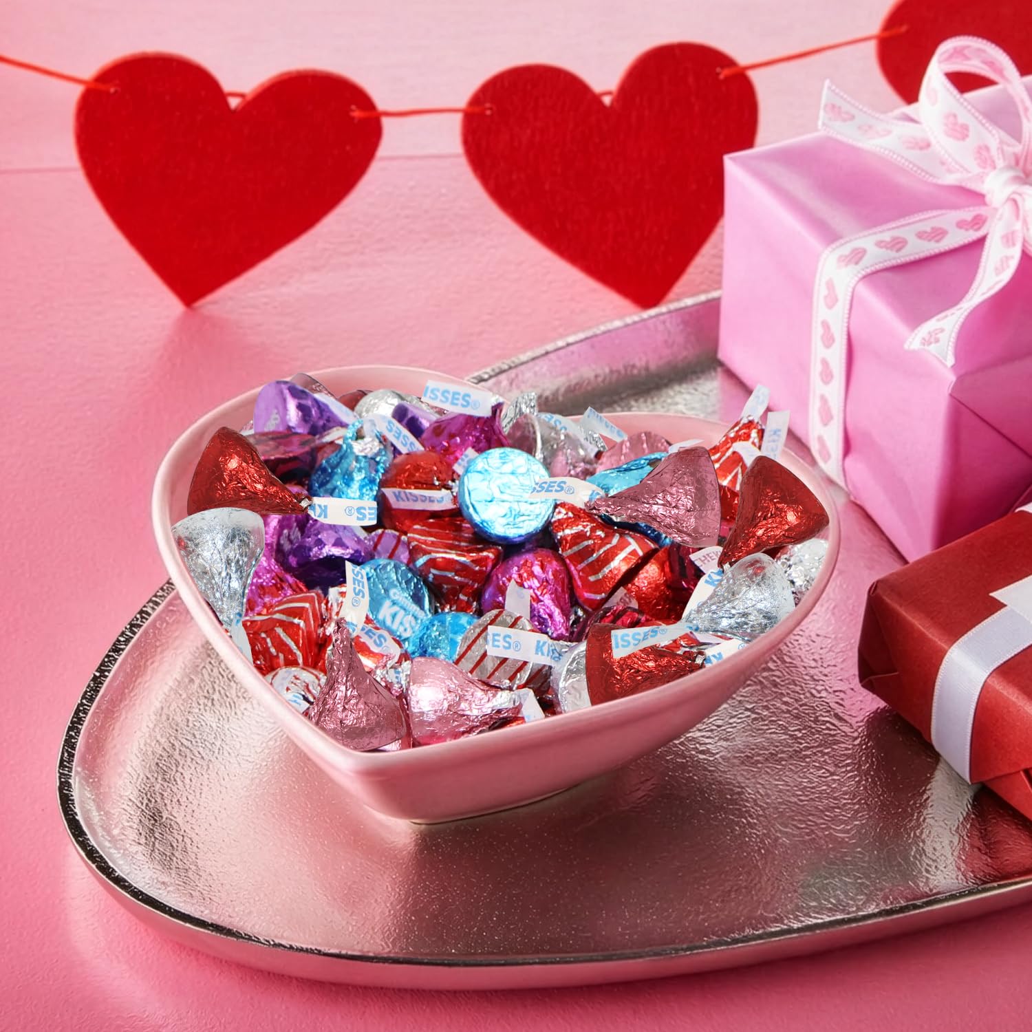 Valentine’s Day Kisses Variety Mix - 2 Pound Bulk Individually Wrapped Assorted Chocolates Candies, Valentine Milk Chocolate Candy for Parties, Gift Bags, Classroom Exchange & Celebrations