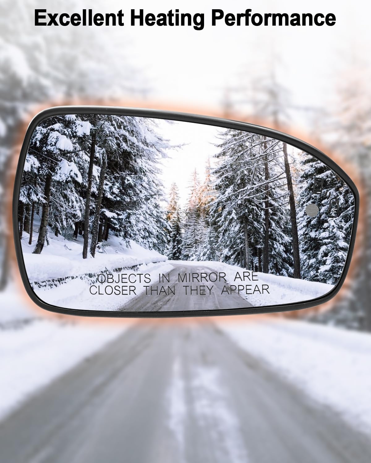 Right Passenger Side Mirror Glass Fit for Ford Fusion 2013-2021, View Convex Mirror Heated with Blind Spot Detection BLIS Replace DS7Z17K707C DS7Z-17K707-C