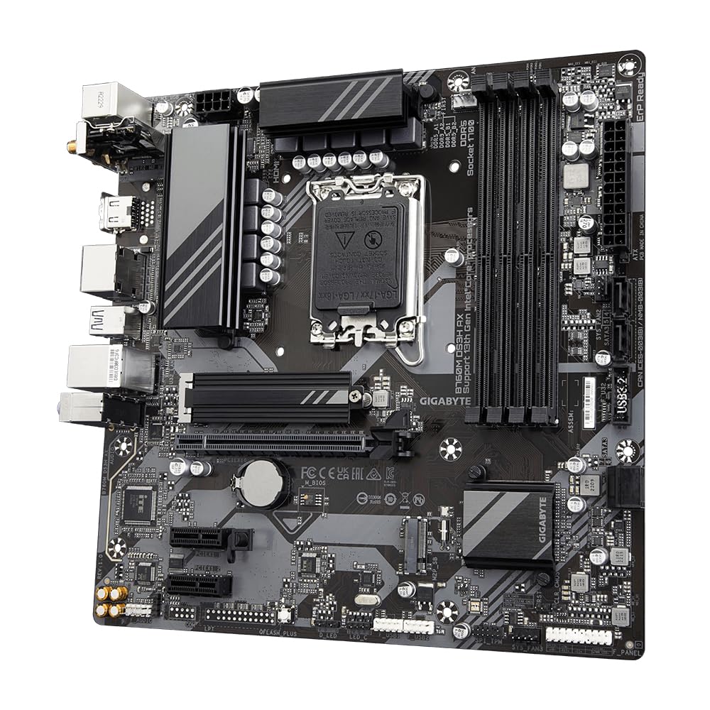 GIGABYTE B760M DS3H AX Scheda Madre - Supporta processori Intel Core 14ª generazione, VRM digitale a 6+2+1 fasi, fino a 7600MHz DDR5 (OC), 2x PCIe 4.0 M.2, Wi-Fi 6E, LAN 2.5GbE, USB 3.2 Gen 2