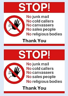 No Cold Callers Pack of 2 Stickers Waterproof Outdoor Vinyl Sticker 140 x 100 mm