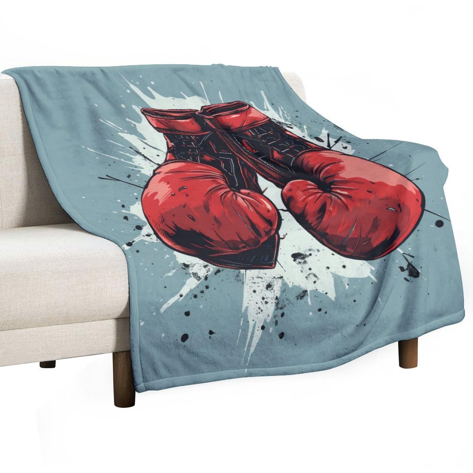 ECWECC Boxing Gloves Print Throw Blanket Kids Blanket Boxing Lover for Children Fluffy Snugly Flannel Fleece Blanket for Bed Sofa Fuzzy Blanket Room Decor Birthdays Graduation 80x130cm