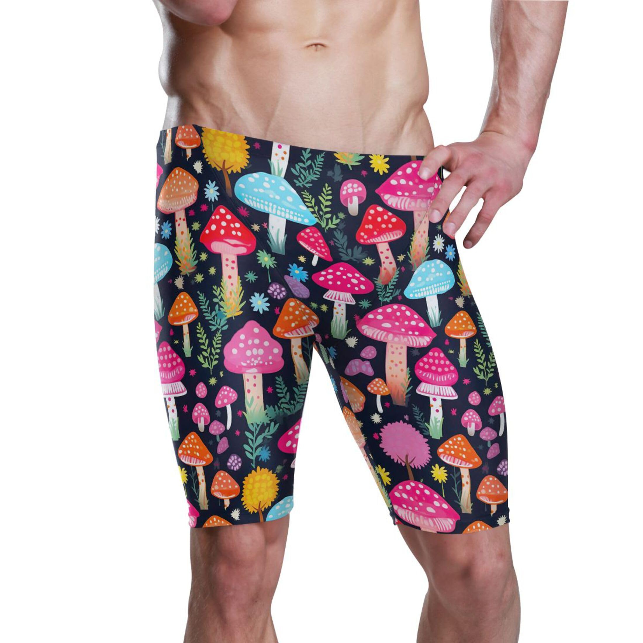 UMIRIKO Mushroom Colorful Swim Jammers for Men Athletic Durable S B0401968