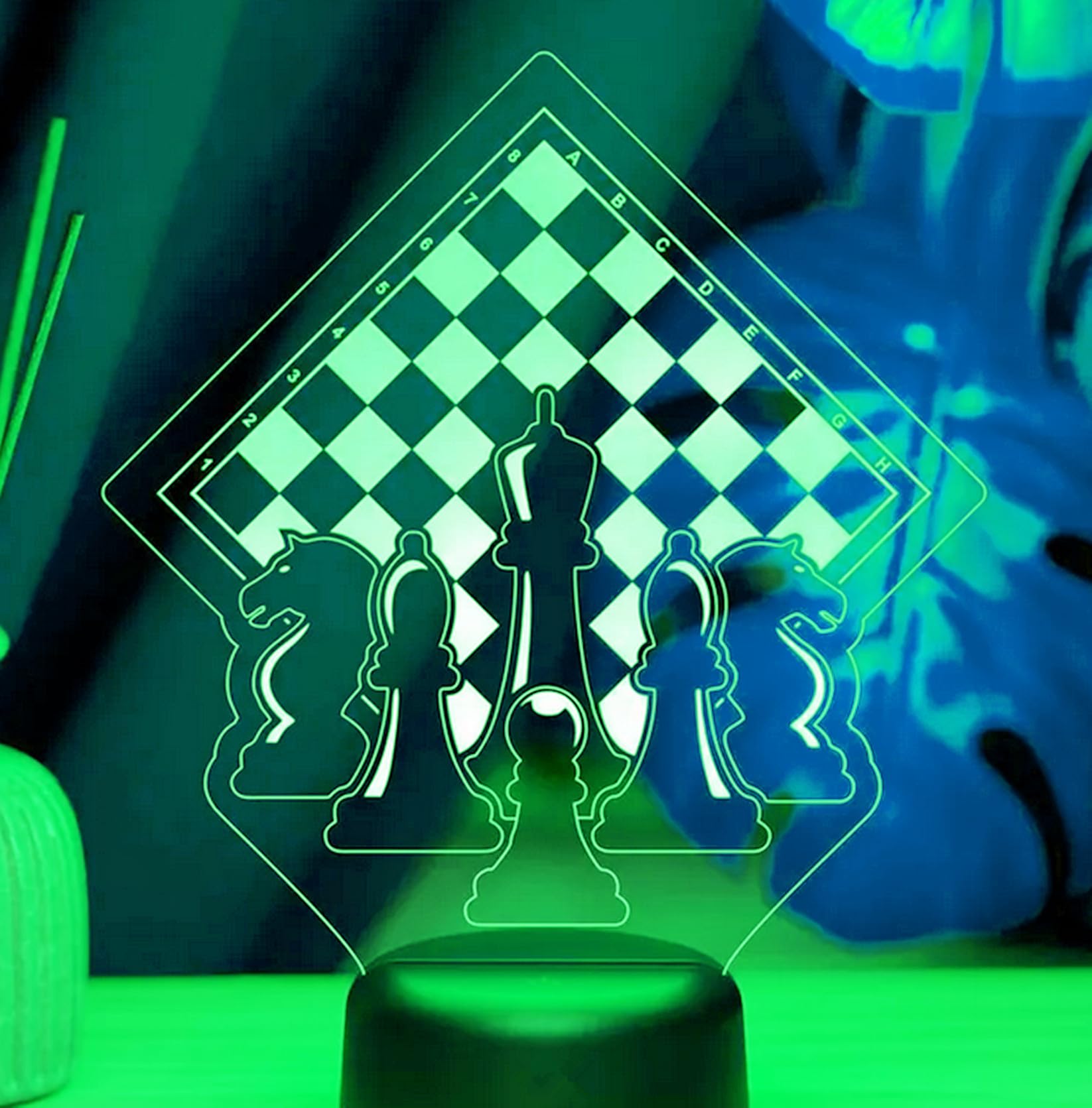 Nastrojowe światło szachowe 3D, 16 kolorów, USB, lampa stołowa LED, pomysł na prezent do domu, na imprezę, urodziny