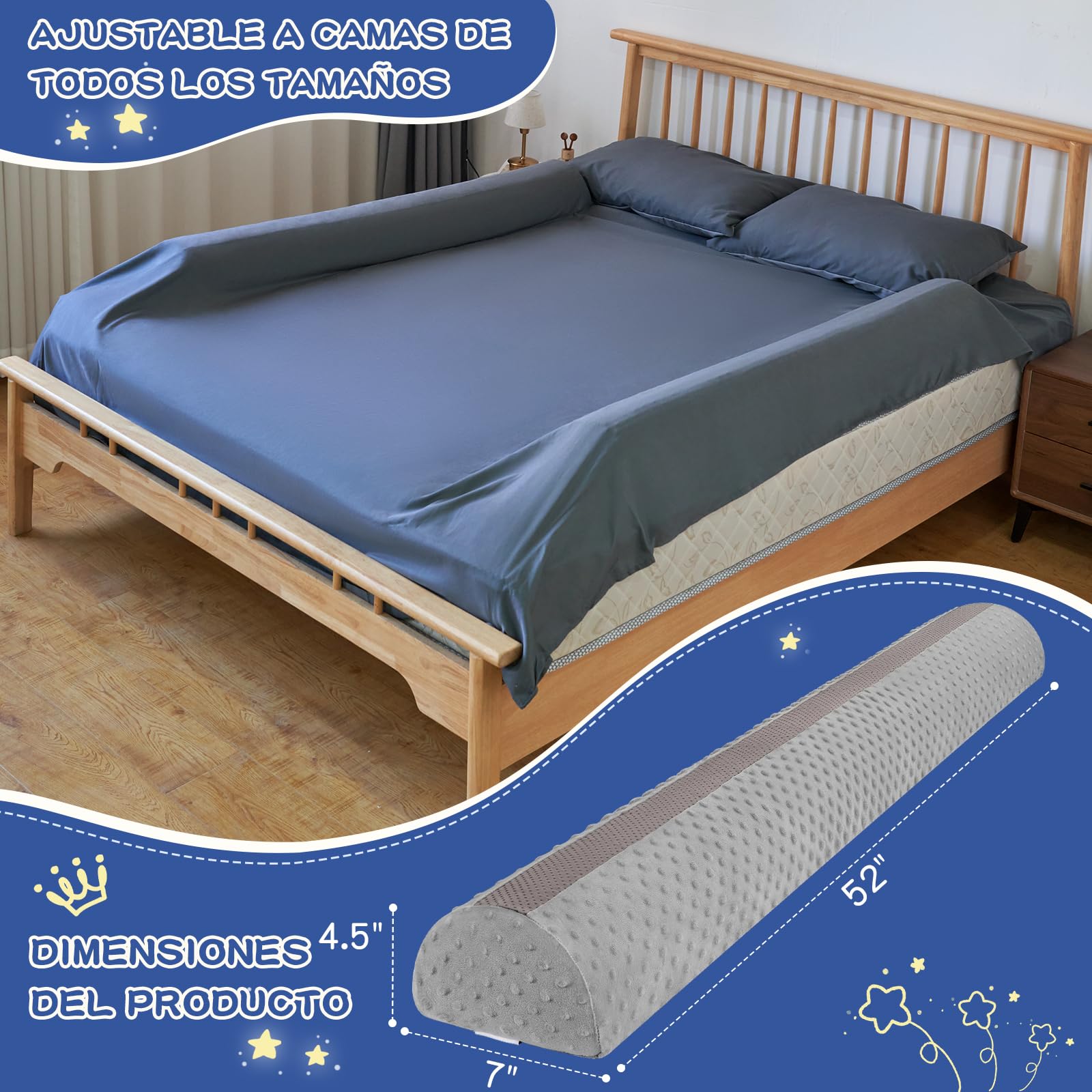 Barriera di sicurezza anticaduta per letto da bambino, Guardia Paracolpi in Schiuma, Portatile Sponda Letto Bambini Copertura Rimovibile Morbida Impermeabile e Lavabile