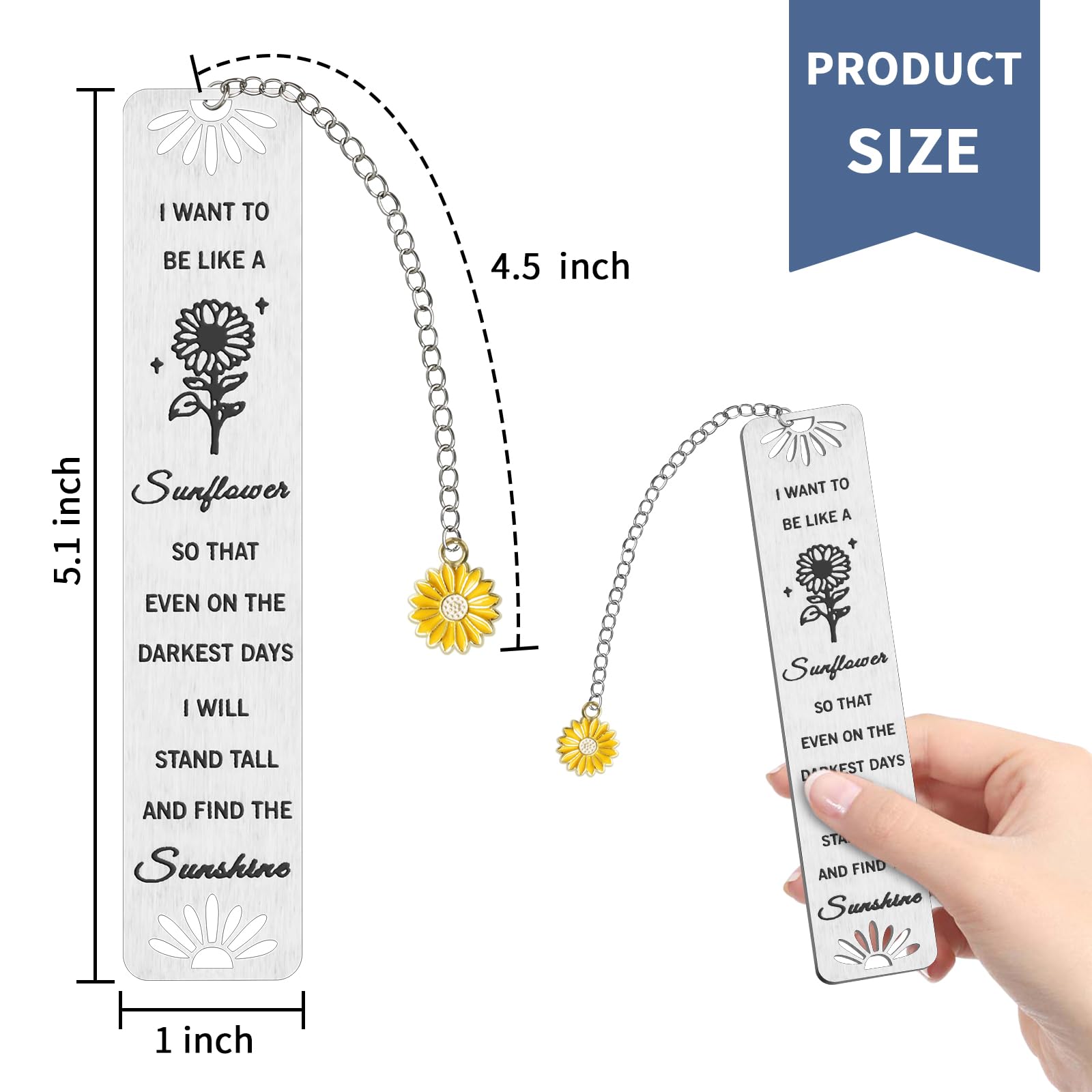 Kaluofan Sunflower Metal Bookmark Gift Idea for Women Book Lovers with Gift Box - Image 2