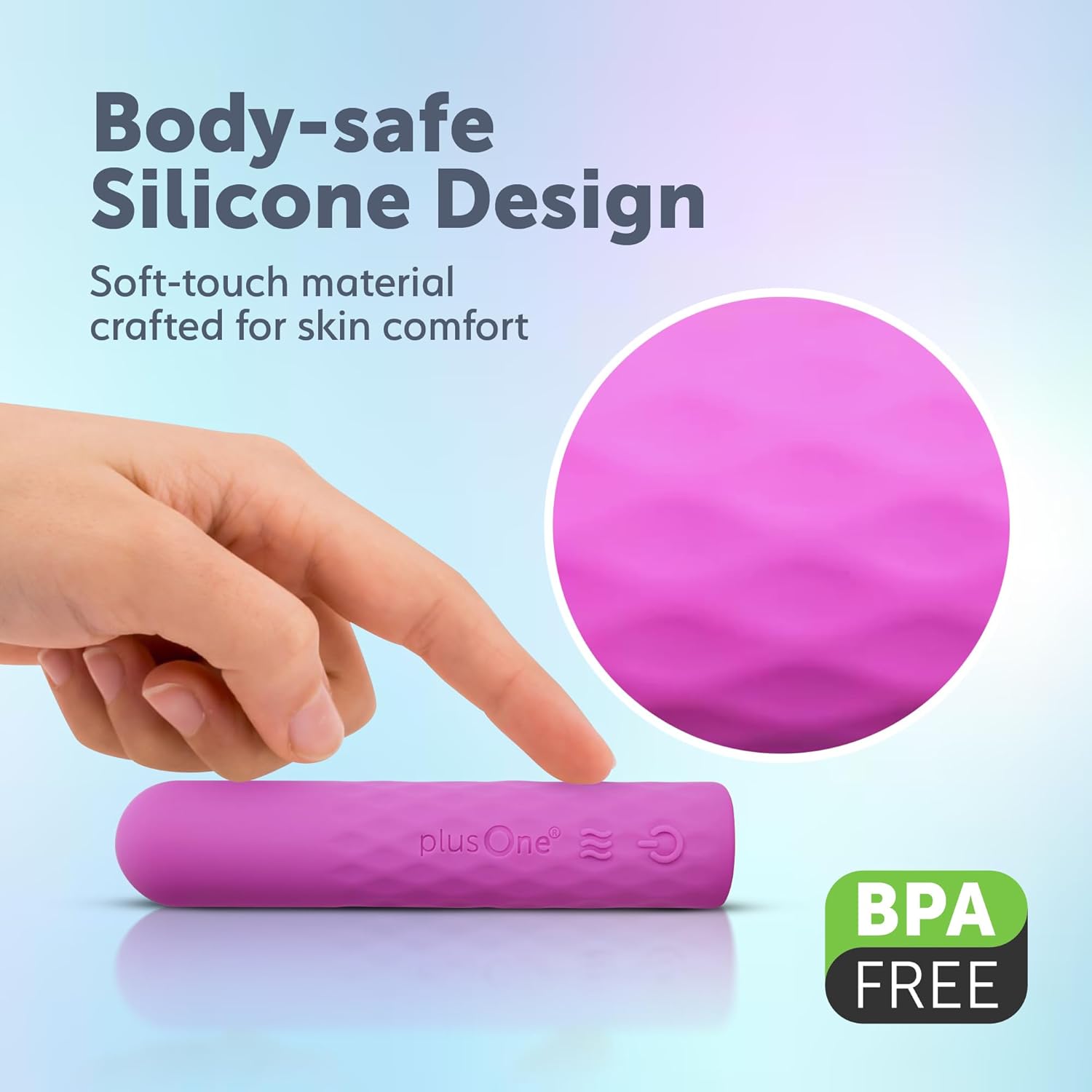 plusOne Super Bullet Massager, Waterproof, Silicone, USB Rechargeable, Personal Wellness Device with 10 Settings and Warming Feature