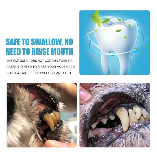 Foto 7 de 8 de Kit de cuidado bucal para mascotas, cepillo de dientes de pasta de dientes para gatos y perros