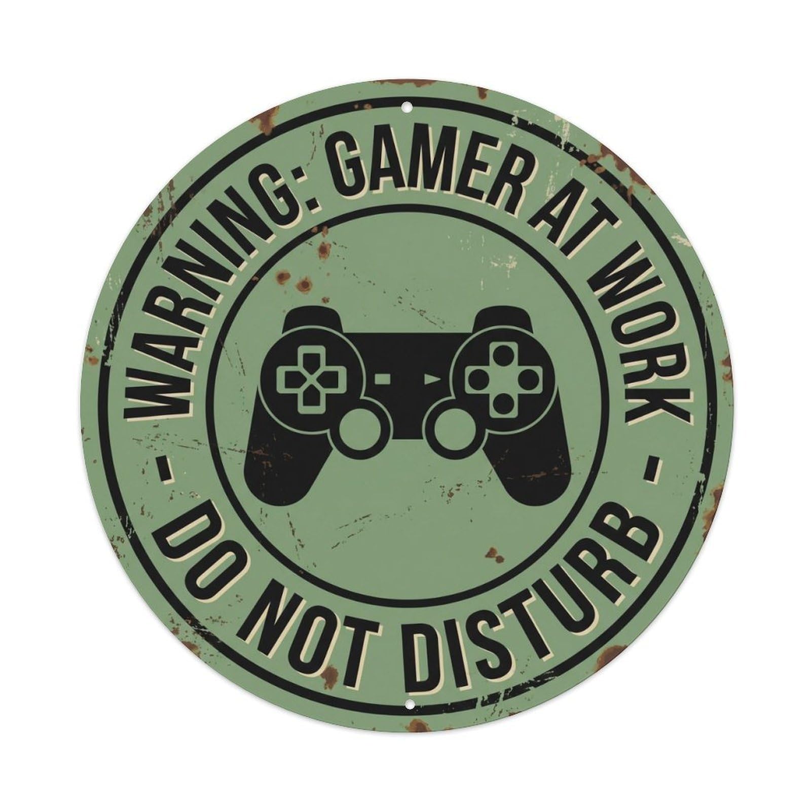 Gamer at Work Funny Warning Notice Badge Metal Tin Sign