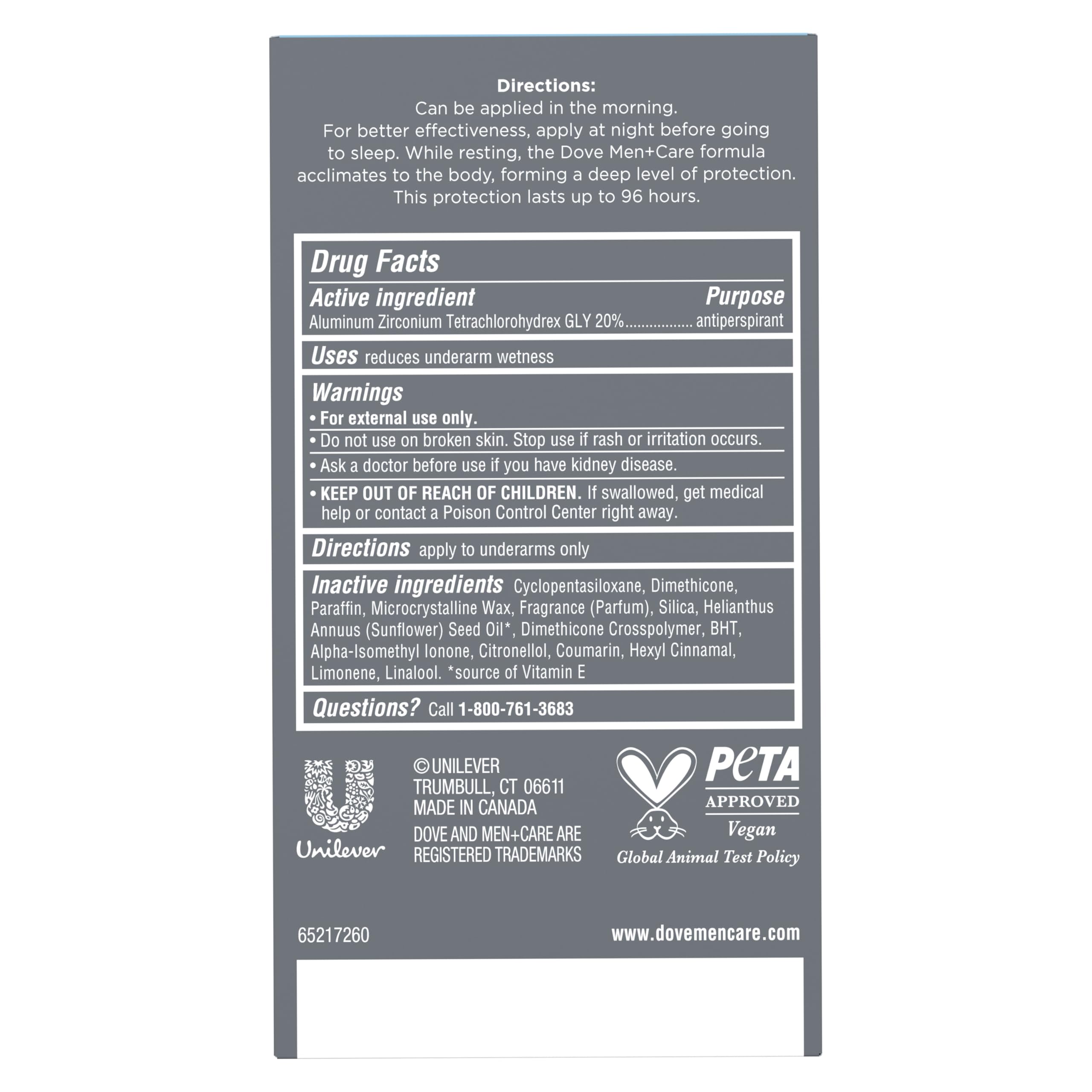 Dove Anti-transpirant et déodorant solide Men + Care Le Propre du Confort - Pour homme - Protection éprouvée en clinique - 50 ml