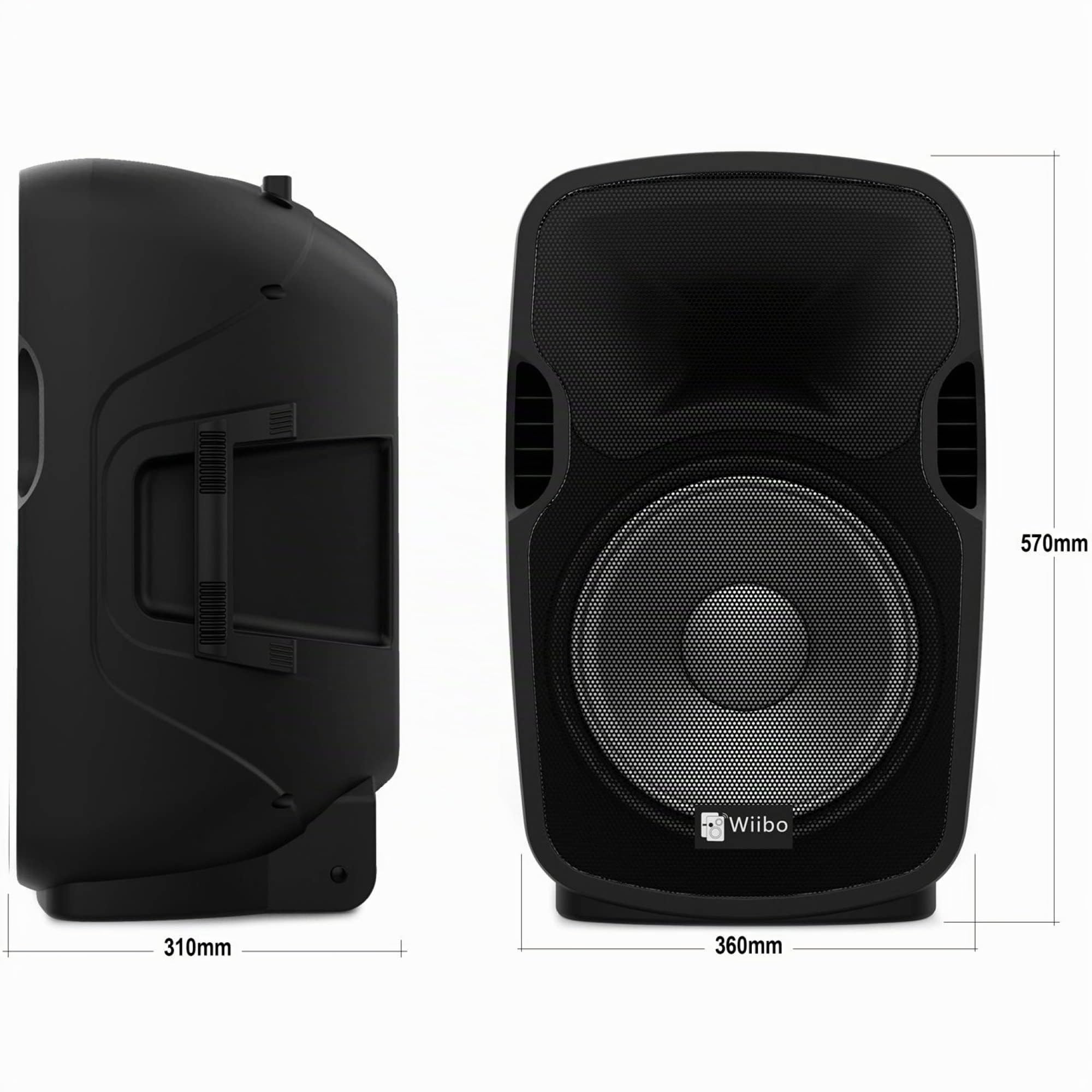 Wiibo - Altoparlante Attivo Professionale Festa 12BT 12" - Potenza 600W - Altoparlante Bluetooth - Connessione USB/SD - Supporto Regolabile - Kit Cavi + Microfono - Telecomando - Illuminazione LED
