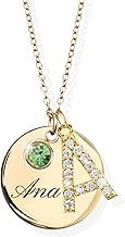 Personalized Initial Birthstone Necklace Mom