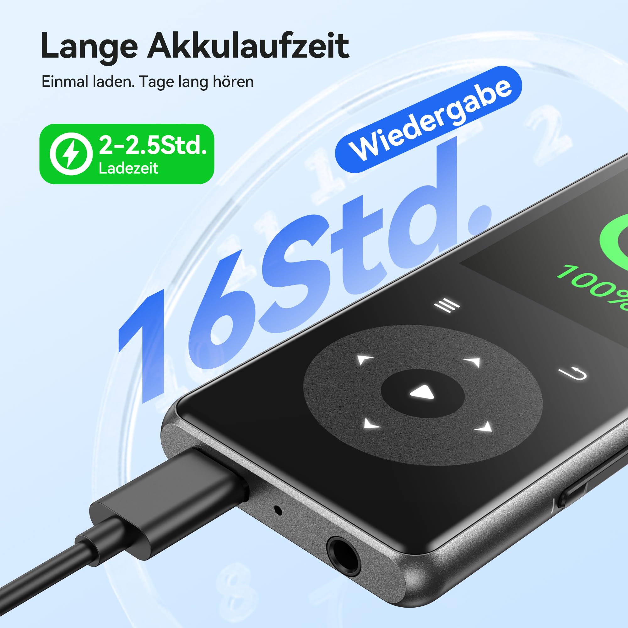 AGPTEK MP3 Player mit Bluetooth, 1,8 Zoll MP3-Player mit Lautsprecher, Kopfhörer & FM-Radio, HiFi-Sound Music Player für Sport, ohne​ internen Speicher, unterstützt bis zu 128 GB (Schwarz, 0GB) | Mit FM-Radio, Touch-Tasten, ohne eingebauten Speicher, unte