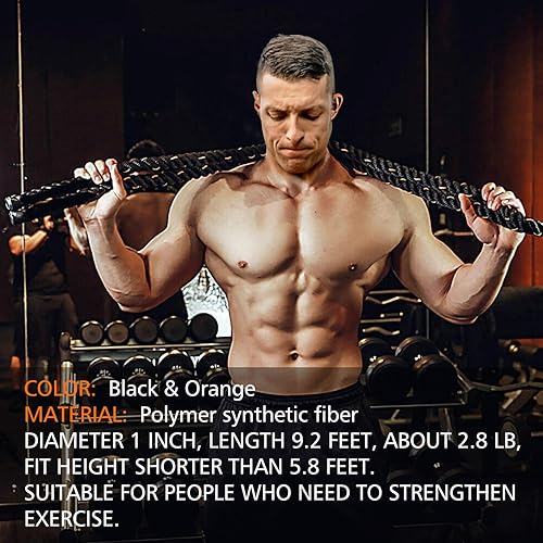 Miniatura 7 de Cuerdas de salto pesadas para fitness 3 libras cuerdas de combate para adultos con peso para hombres y mujeres entrenamiento total en el gimnasio