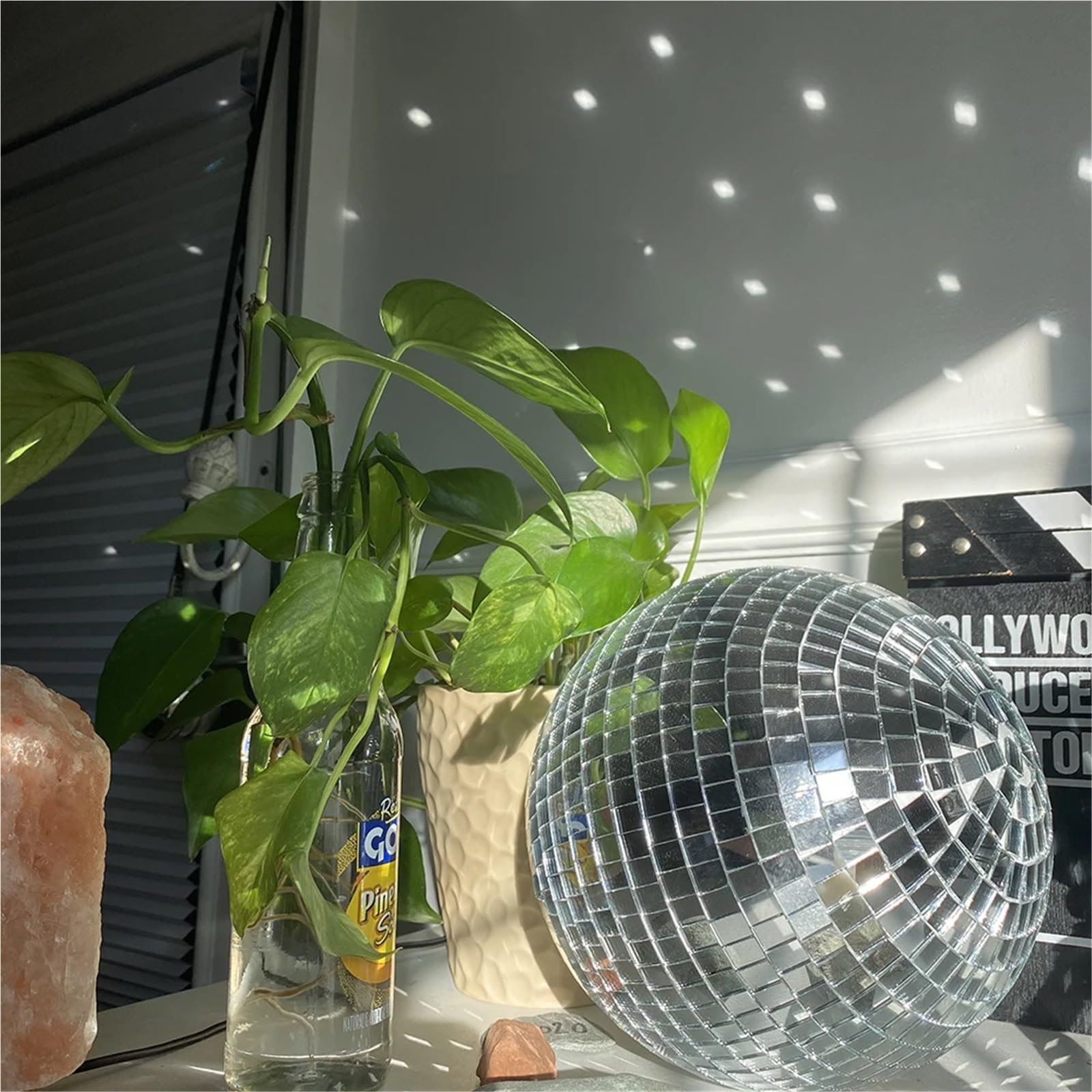 Dekoracja imprezowa lustrzanej kuli dyskotekowej, Szklana kula lustrzana Disco wisząca obrotowa 15-25cm(25cm)