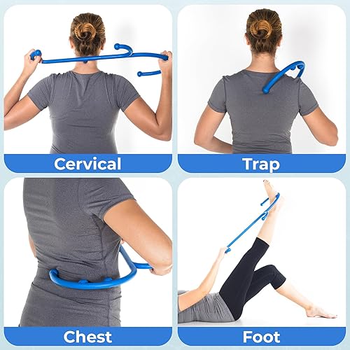 Miniatura 5 de Thera - Masajeador de espalda y cuello, herramientas de masaje de punto gatillo para aliviar el dolor y auto masaje, bastón de gancho, terapia de
