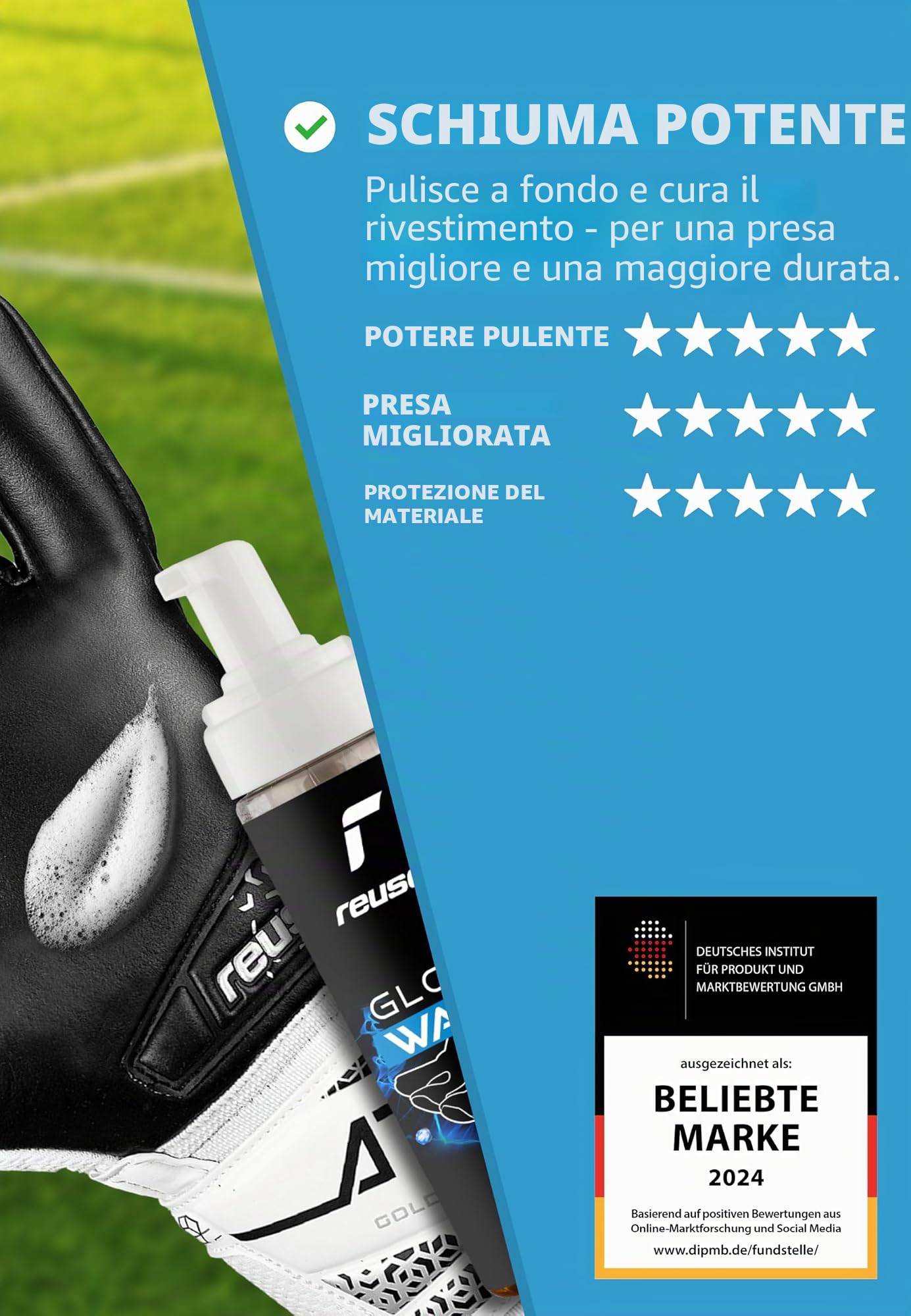 Reusch Glove Wash – Detergente per guanti da portiere 200 ml – pulizia perfetta e lunga durata per i guanti da portiere