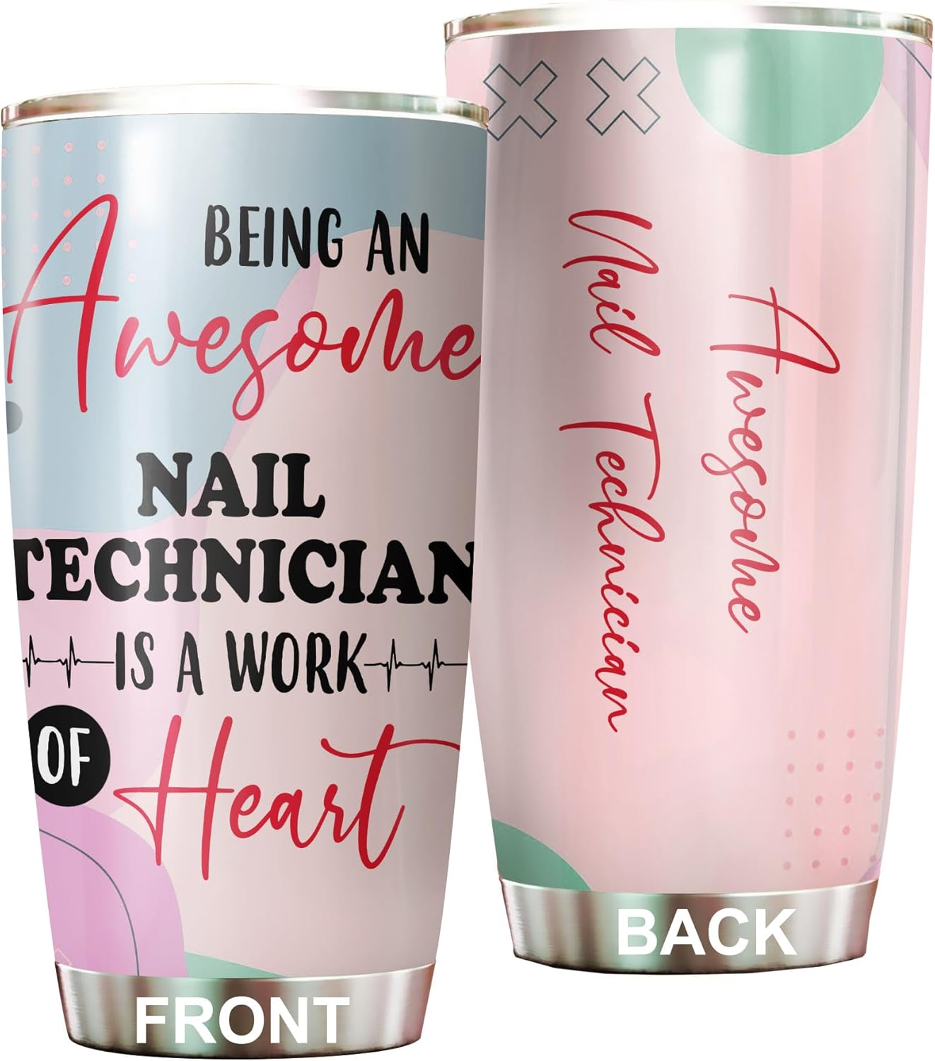 Awesome Nail Technician Tumbler Stainless Steel 20oz, Funny Nail Technician Gifts Bulk For Birthday Christmas, Nail Technician Gifts For Men Women Office Coworker Driking Coffee Cup Humor