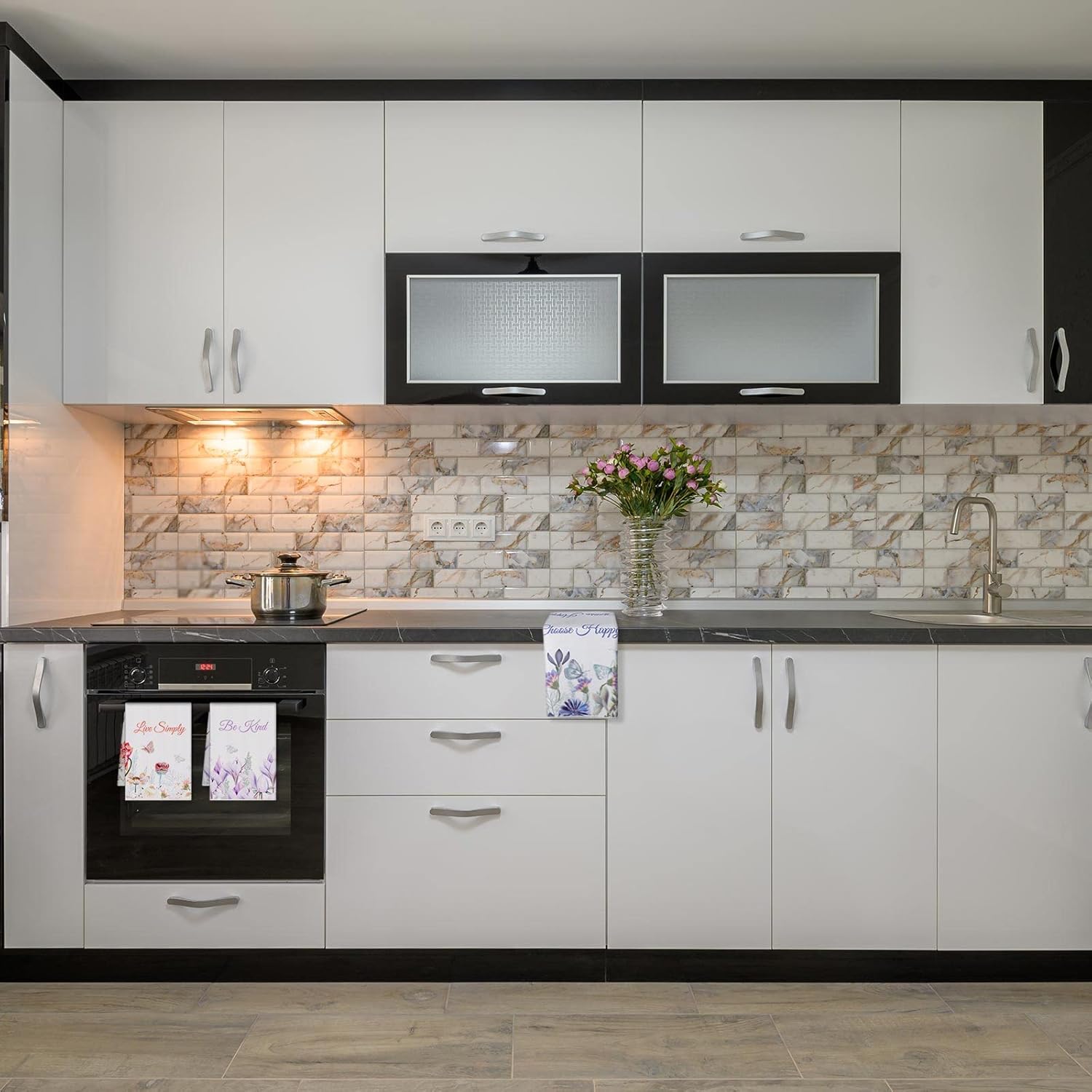 Buryeah 4 Pieces Floral Kitchen Towels Spring Summer Flower Butterfly Dish Bath Towels Decorative Absorbent Hand Reusable Soft Tea Cloths for Bathroom Wildflower Dish Cloths with Sayings for Drying - Image 7