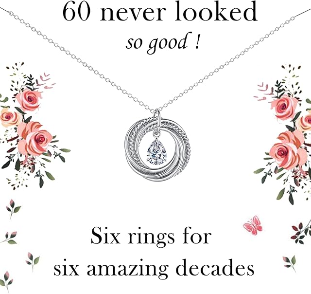 VOSAP 30th 40th 50th 60th 70th Birthday Gifts for Women, Best Friend Birthday Gifts, Sterling Silver Chain Necklace Jewellery 30th 40th 50th 60th 70th Birthday Gifts for Her Daughter Mum Sister