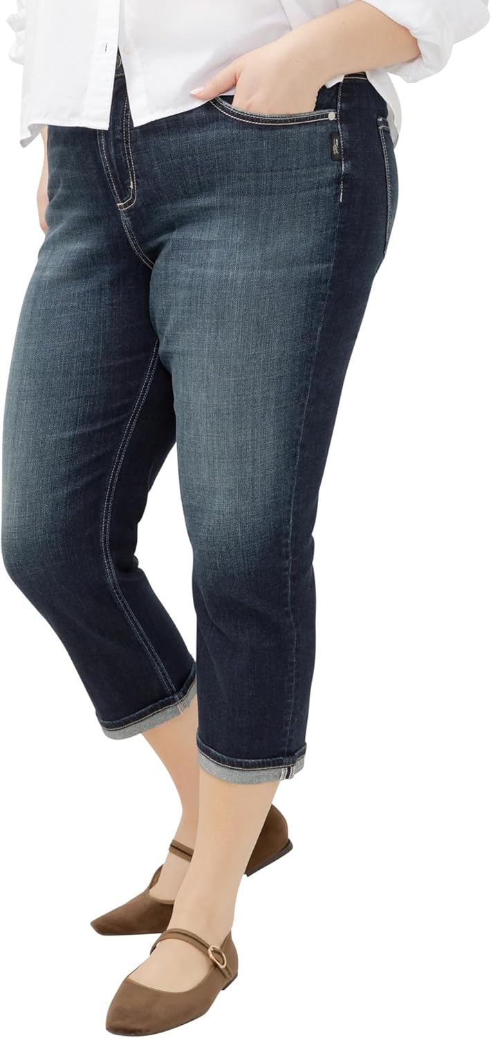 Silver Jeans Co. Womens Plus Size Avery High Rise Curvy Fit Capri Jeans - Image 2