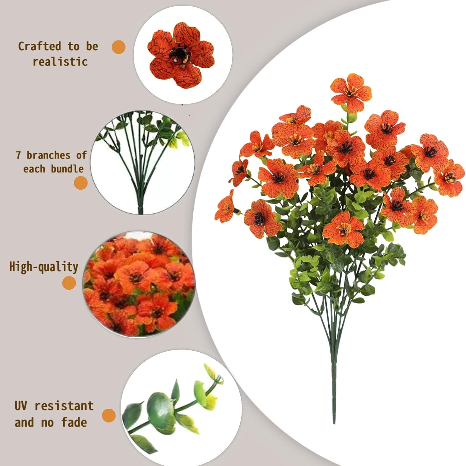 SHIAWASENA Realistic Outdoor Fake Plants Flowers, Artificial Flowers, UV Resistant, 12 Bundles Faux Silk Colorful Violet Flowers Bouquet with Eucalyptus - Image 4