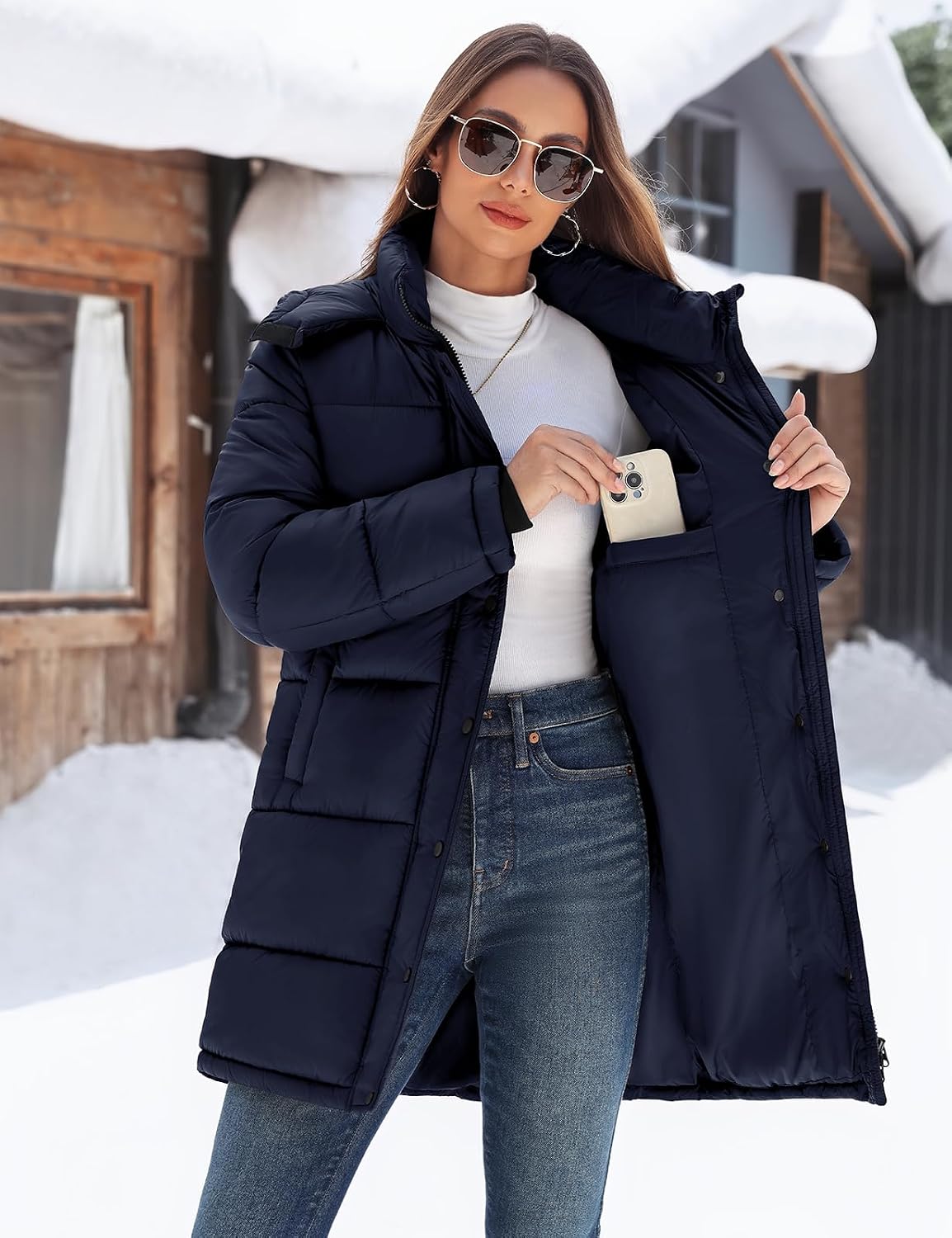 Tuopuda Women's Winter Puffer Jacket Warm Windproof Down Parka with Hood