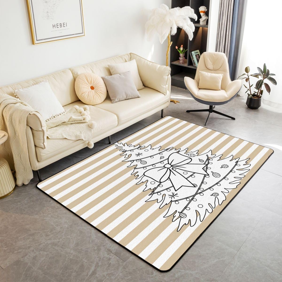 Erosebridal Line Art Tree Area Rug 6'6" x 4'11"