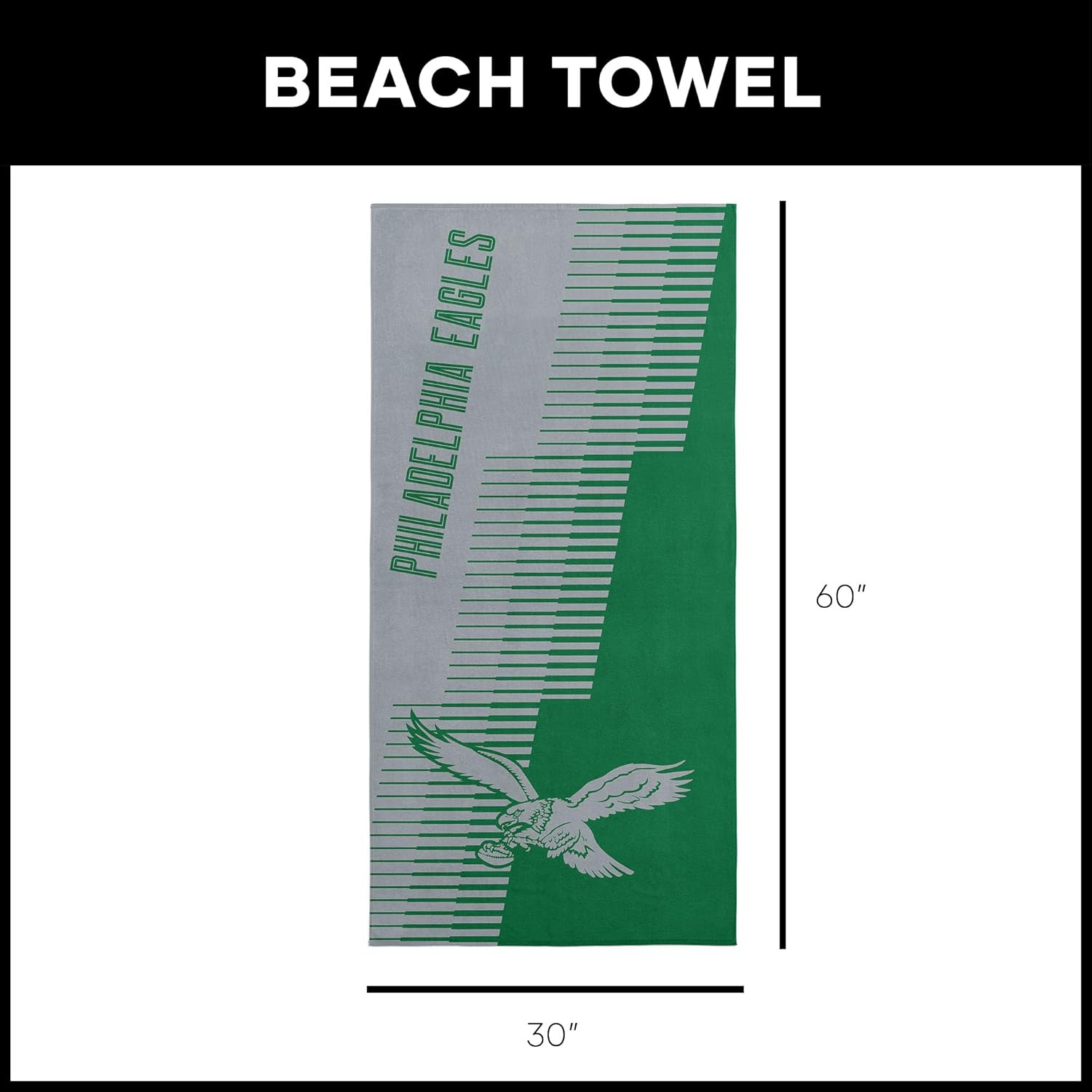 Northwest Philadelphia Eagles NFL Progression Jacquard Beach Towel 36 x 72 Inches - Image 6