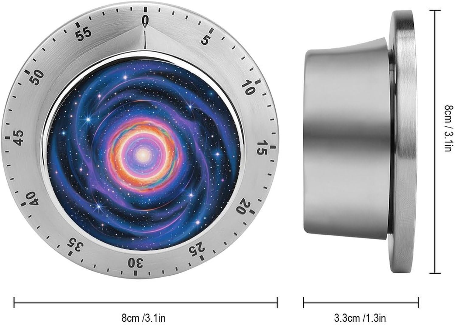 Galaxy in The Universe Timer Stainless Steel Kitchen Timers Waterproof & Rust-Proof 60 Minute Mechanical Timer with Loud Alarm for Cooking, Baking, Fitness