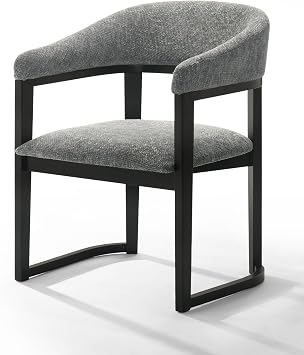 Limari Home Baxryd Collection Modern Fabric Upholstered Dining Chair, Grey, Black