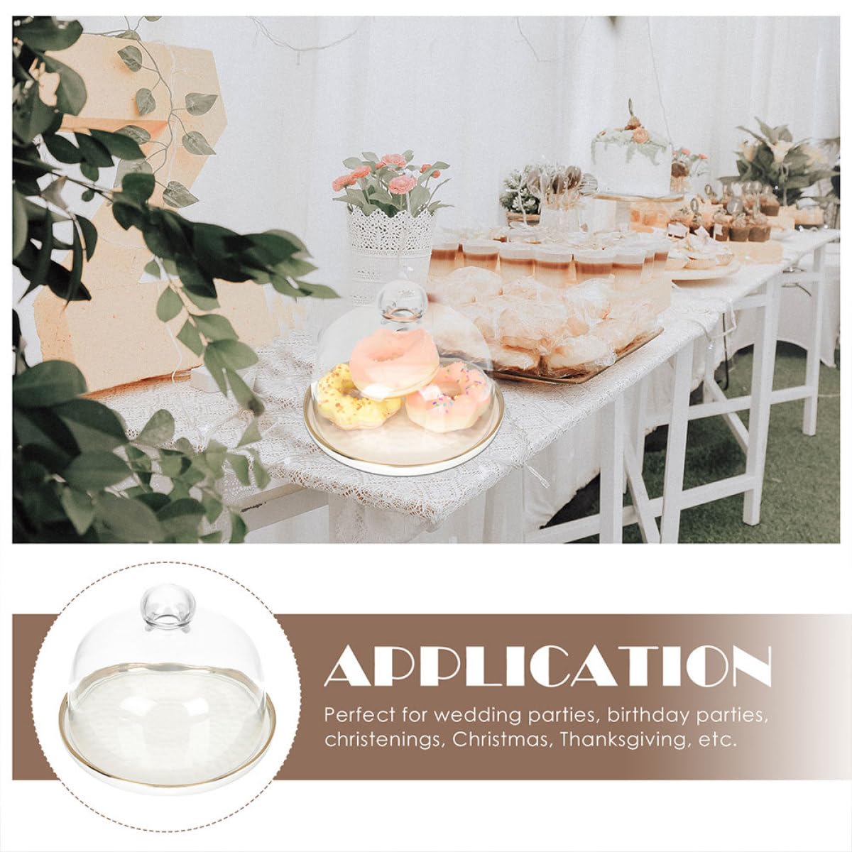 Vassoio per Dolci Set da 1 con Coperchio in Vetro Bianco Elegante per Esposizione e Conservazione di Snack e Dolci, per Feste e Matrimoni