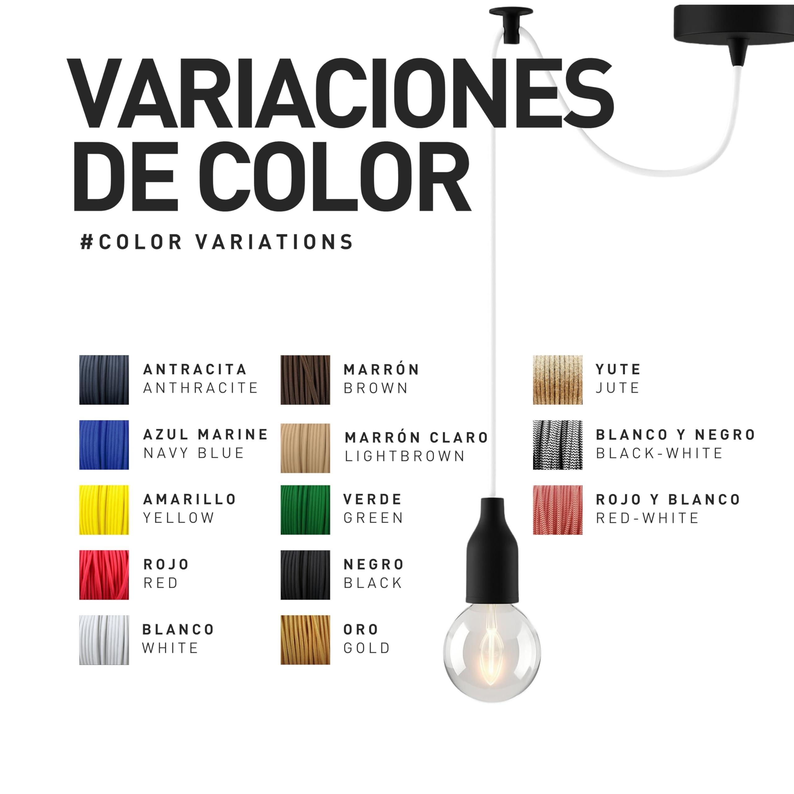 smartect Cable Textil en Color Yute, Cable Electrico 3 Hilos de 5 Metros (3 x 0,75 mm²) Cuerda para Lampara con Revestimiento Textil para su Proyecto DIY