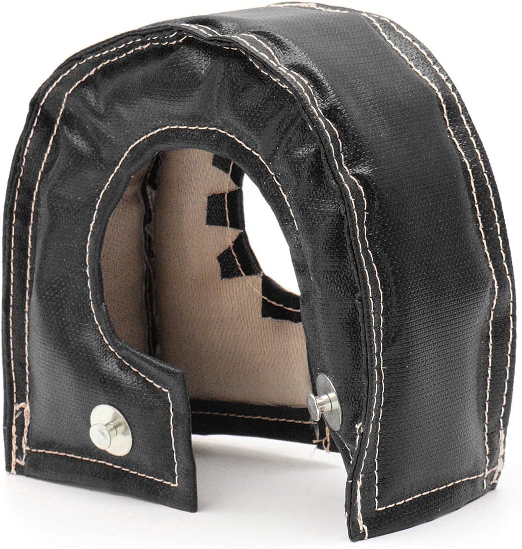 T3 Black Fiberglass Turbo Blanket for Turbocharger Thermal, Heat Shield Cover with Fastener Springs