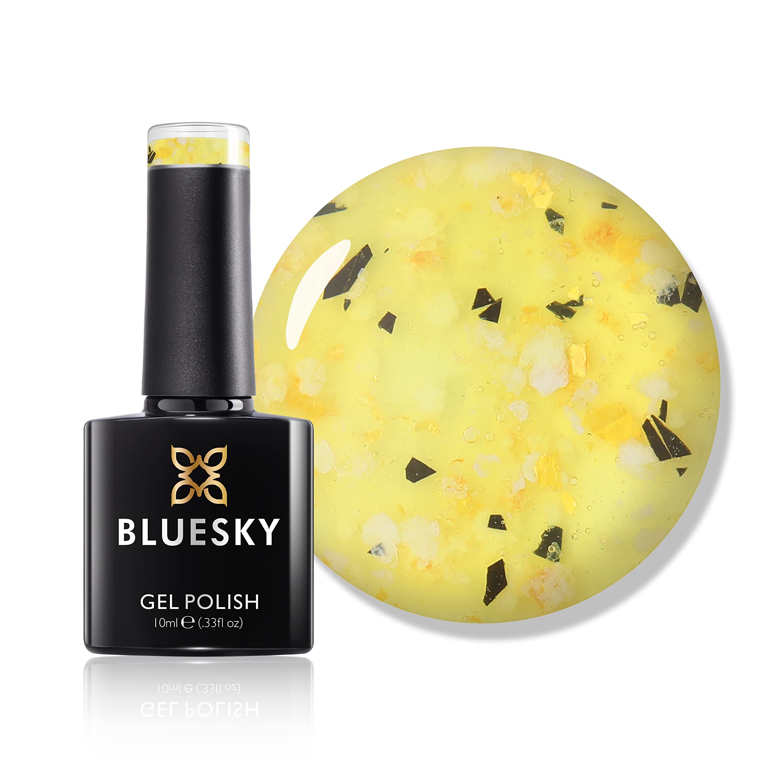 BLUESKY Gel Nail Polish, Flower Gel, Sunflower Symphony, BFL03, Jelly, Yellow, Long Lasting, Chip Resistant, (Requires Drying Under UV or LED Lamp)